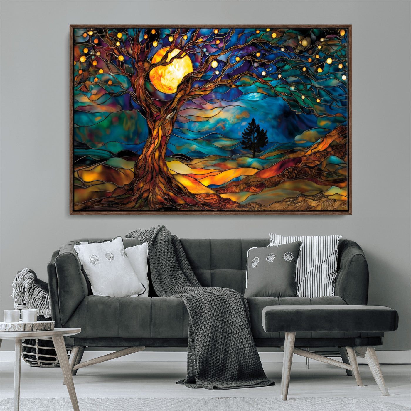 MGV-FC-36X24 - Tree of Life Wall Art - Yggdrasil Tree of Life Canvas Print - Vibrant Moonlit Tree Wall Art,  Tree