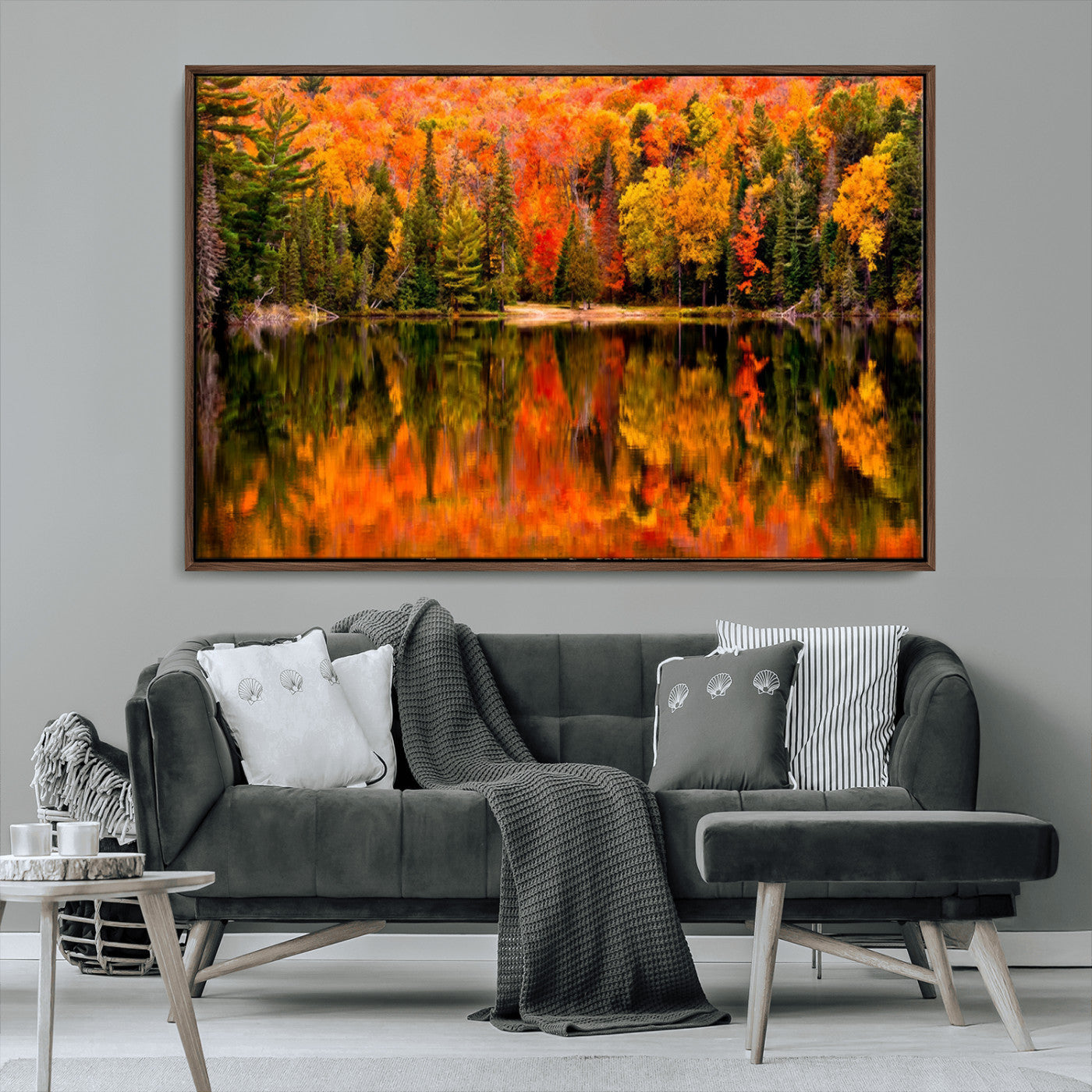 MGV-FC-36X24 - Forest Reflection Art | Autumn Forest Reflection Wall Art | Triptych Canvas Print | Vibrant Fall