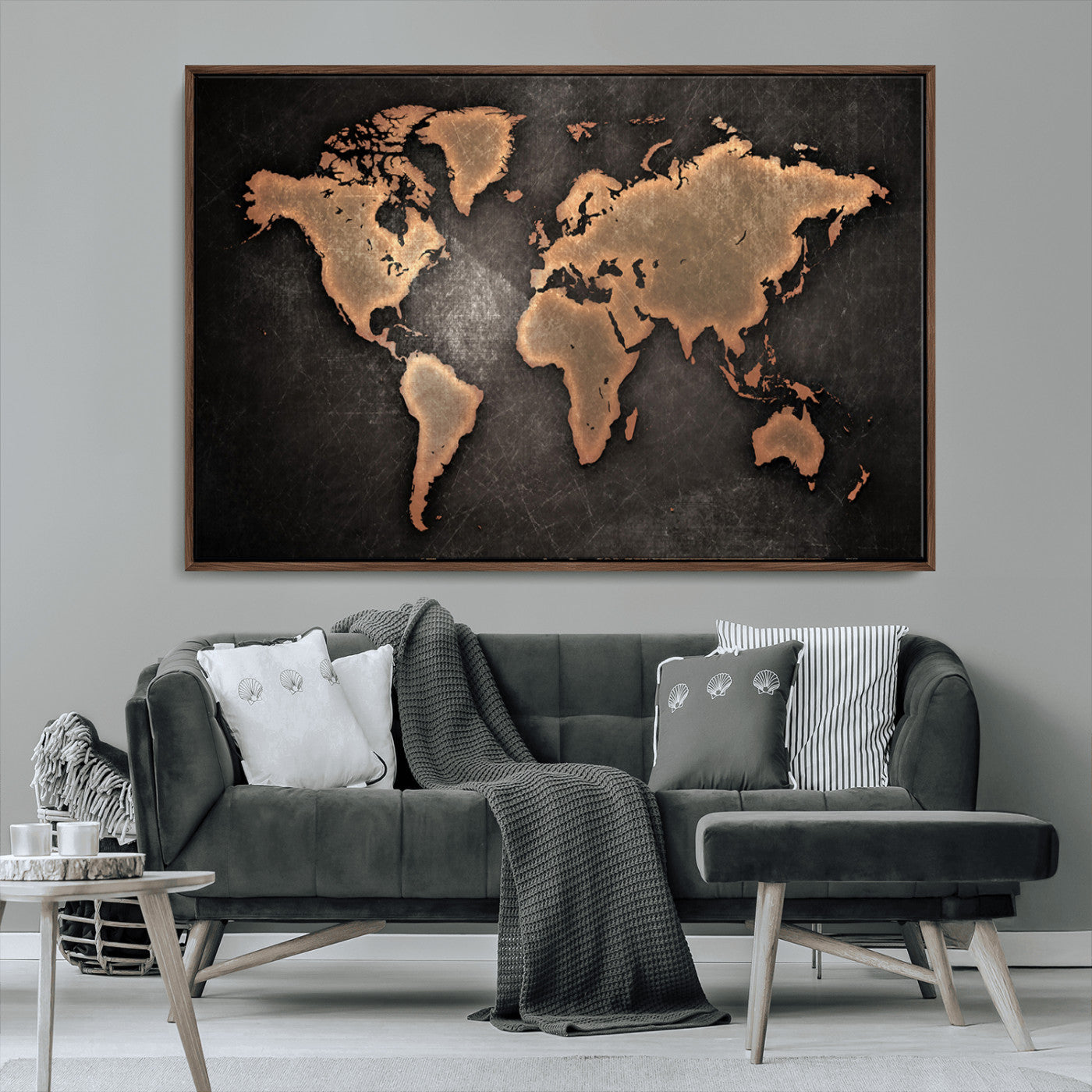 MGV-FC-36X24 - Push Pin World Map Canvas Print – Framed Wall Art for Couples to Track Their Travels – Anniversary