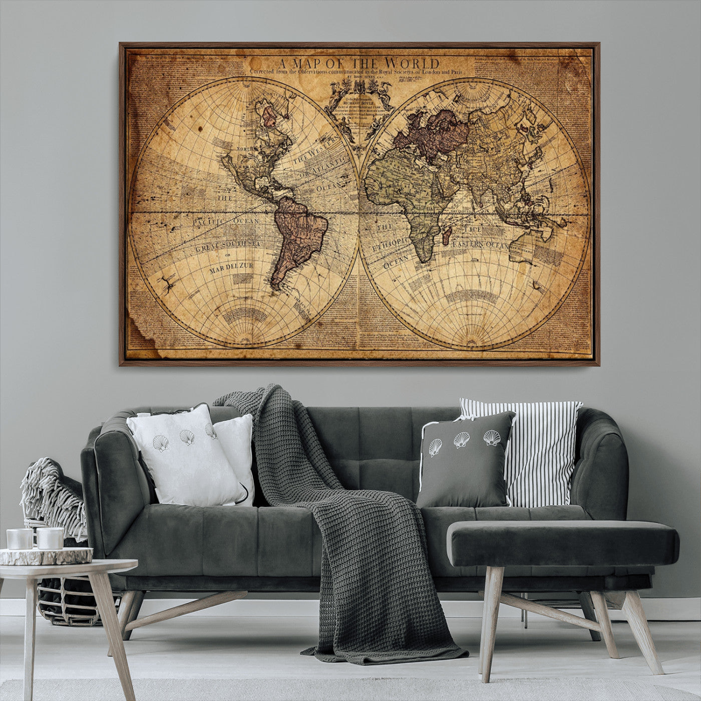 MGV-FC-36X24 - Push Pin World Map Canvas Print – Framed Wall Art for Couples to Track Their Travels – Anniversary
