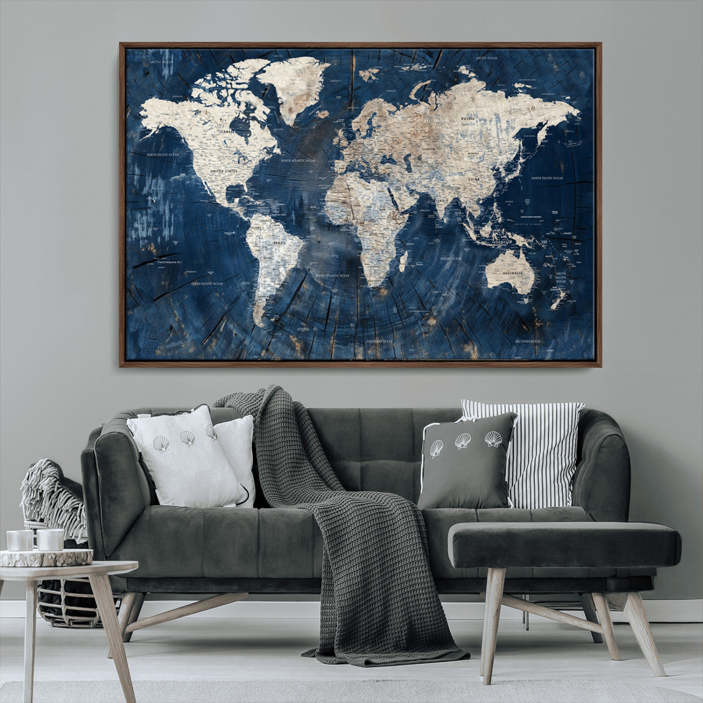 MGV-FC-36X24 - Push Pin World Map Canvas Print – Framed Wall Art for Couples to Track Their Travels – Anniversary