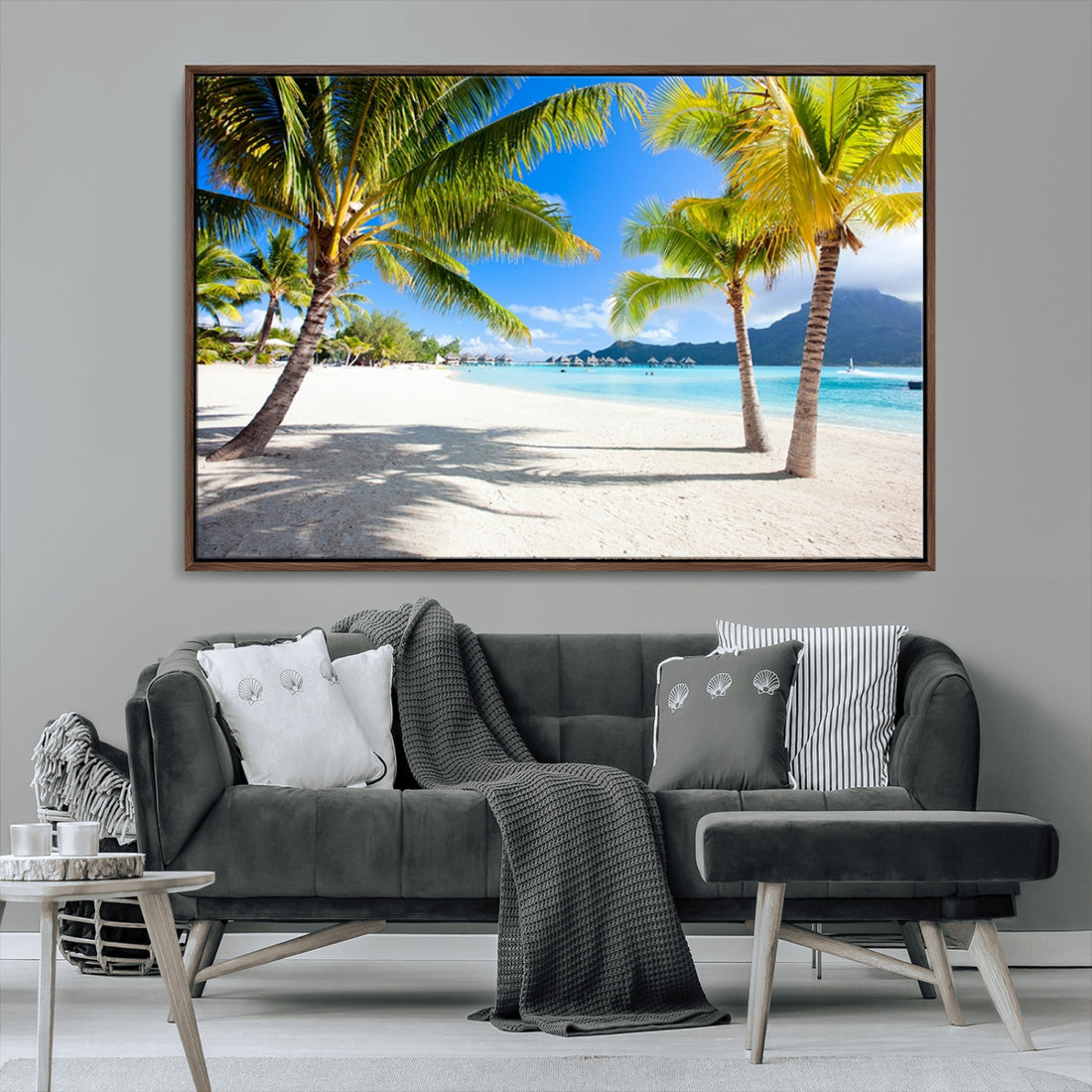 Blue Beach and Sea Wall Art Canvas Print