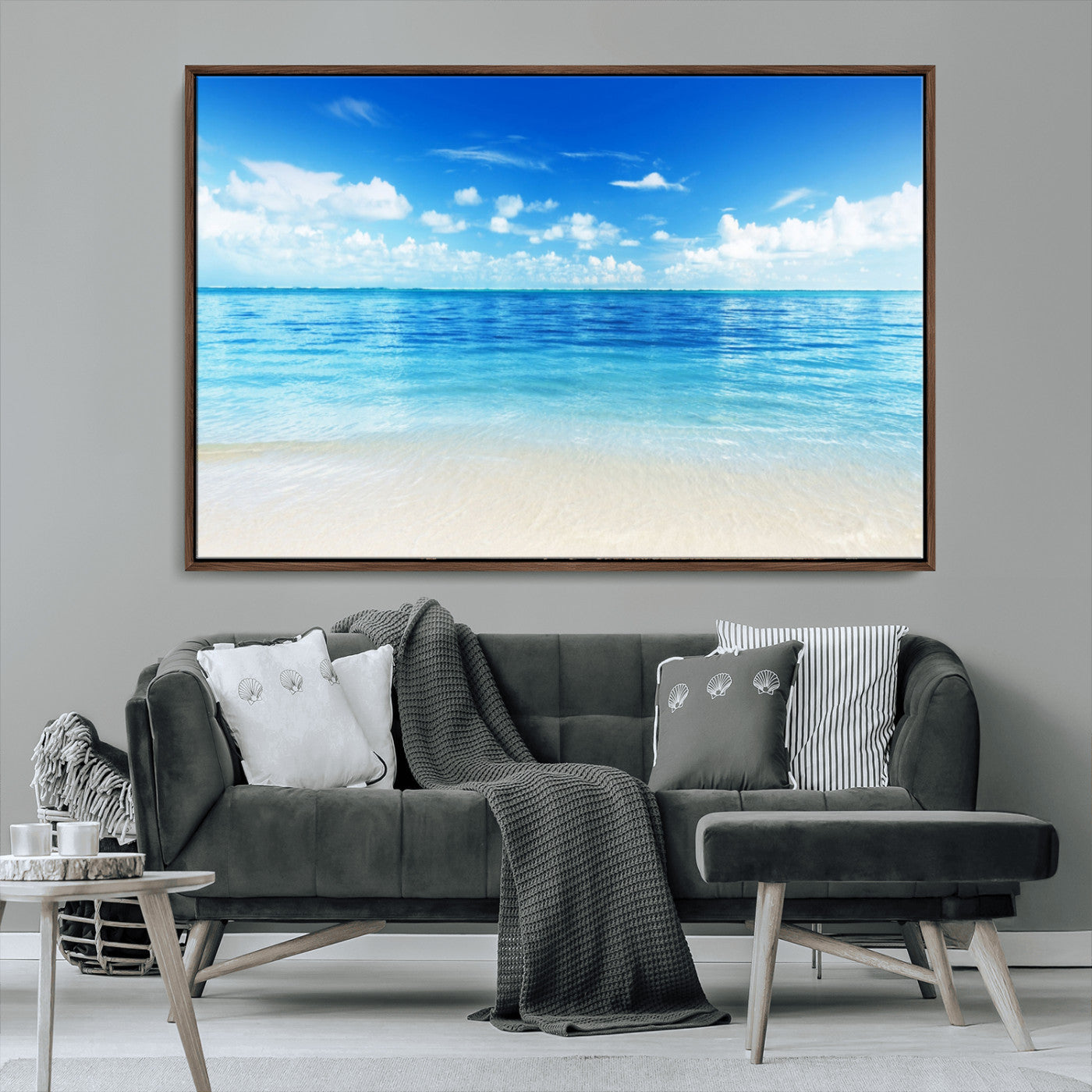 MGV-FC-36X24 - Beach Scene Canvas Wall Art Print – Tranquil Ocean Horizon and White Sand Beach Wall Decor for Home