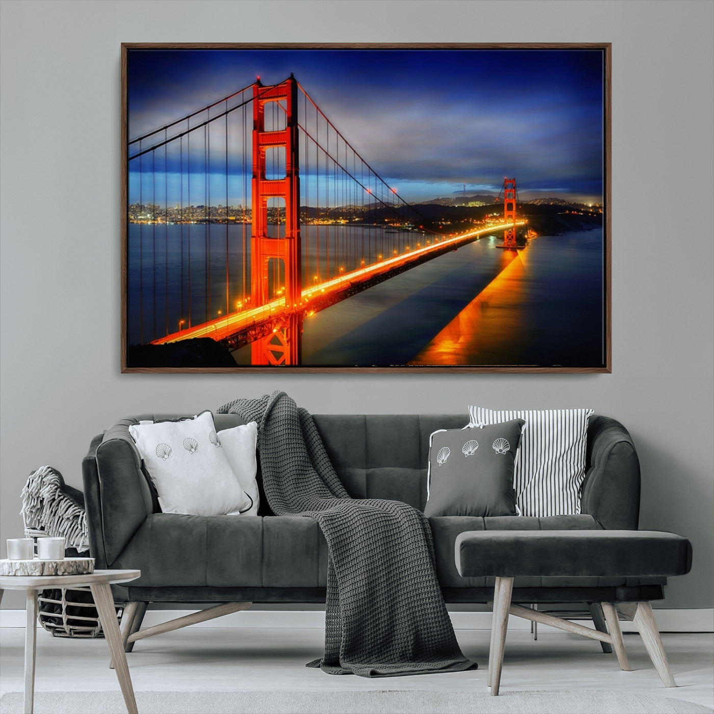 MGV-FC-36X24 - Large Wall Art San Francisco Canvas Print - Wonderful Golden Gate Bridge at Twilight
