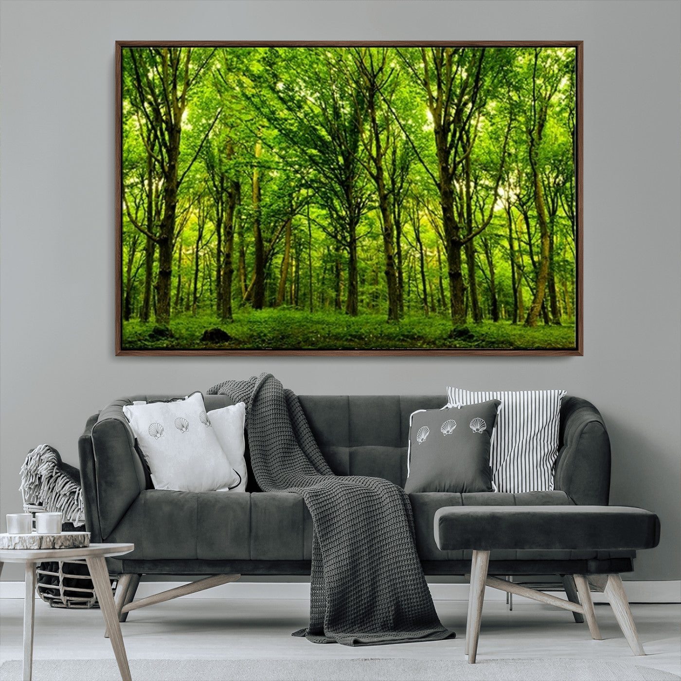 MGV-FC-36X24 - Lush Green Forest Canvas Print | 3-Panel Forest Wall Art | Nature Landscape for Living Room