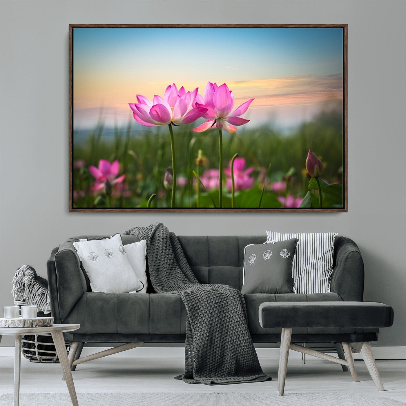 MGV-FC-36X24 - Pink Flower on the Mountain Canvas Print, Framed Pink Flower Canvas Wall Art