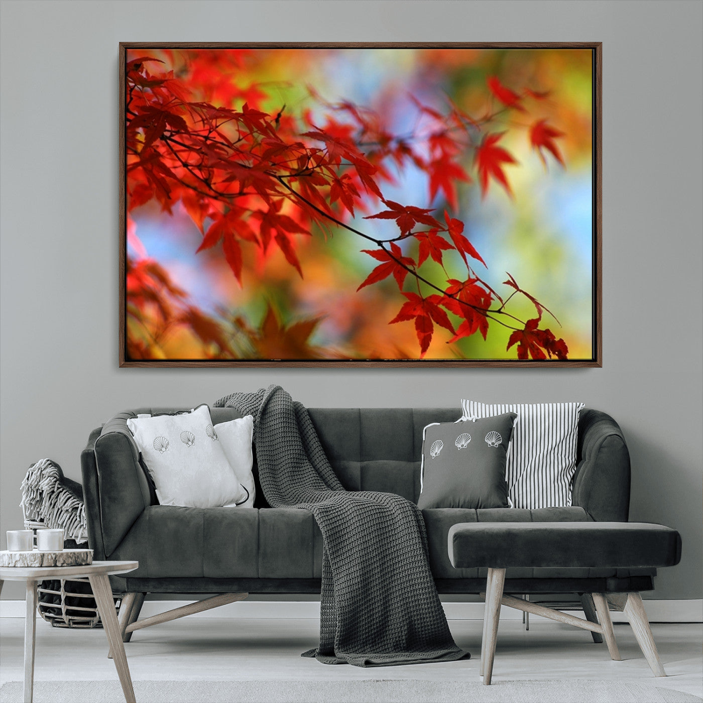 MGV-FC-36X24 - Red Leaves Autumn Forest Wall Art Canvas, Red Leaves Autumn Forest Canvas Print