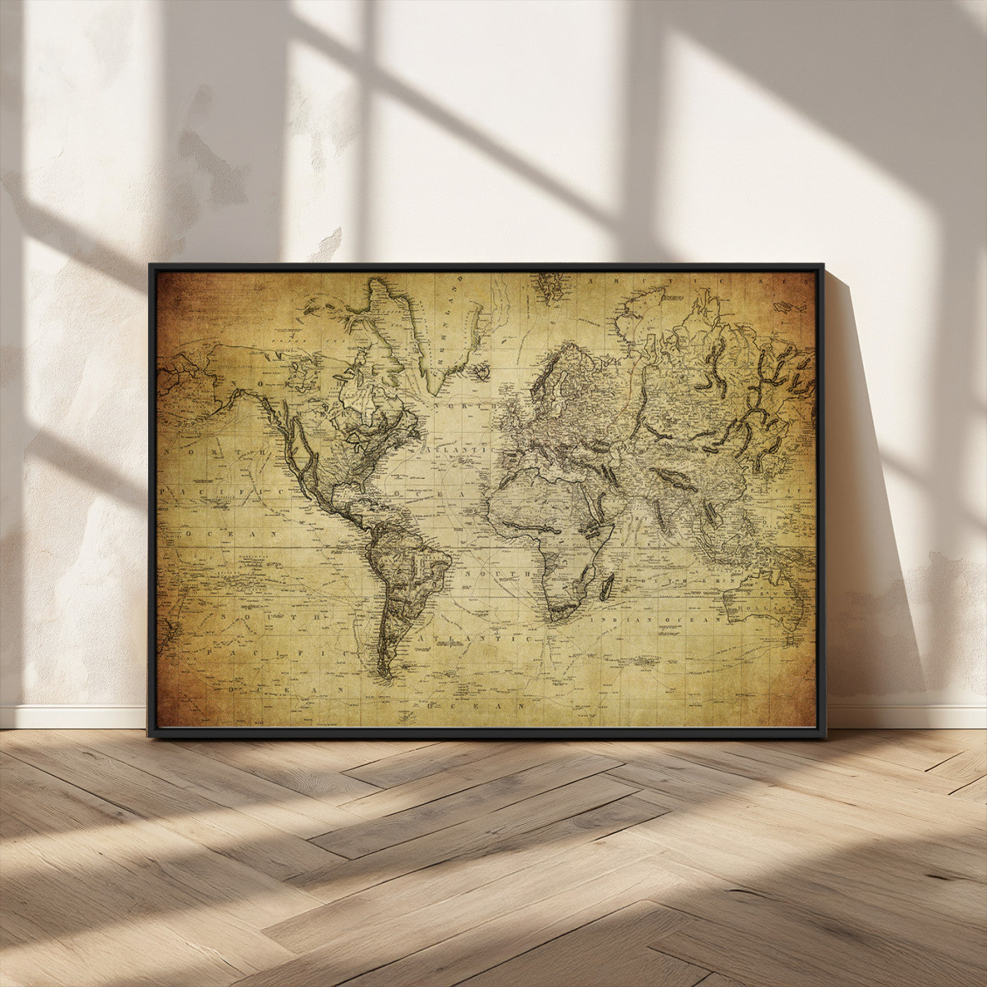 MGV-FC-36X24 - Push Pin World Map Canvas Print – Framed Wall Art for Couples to Track Their Travels – Anniversary