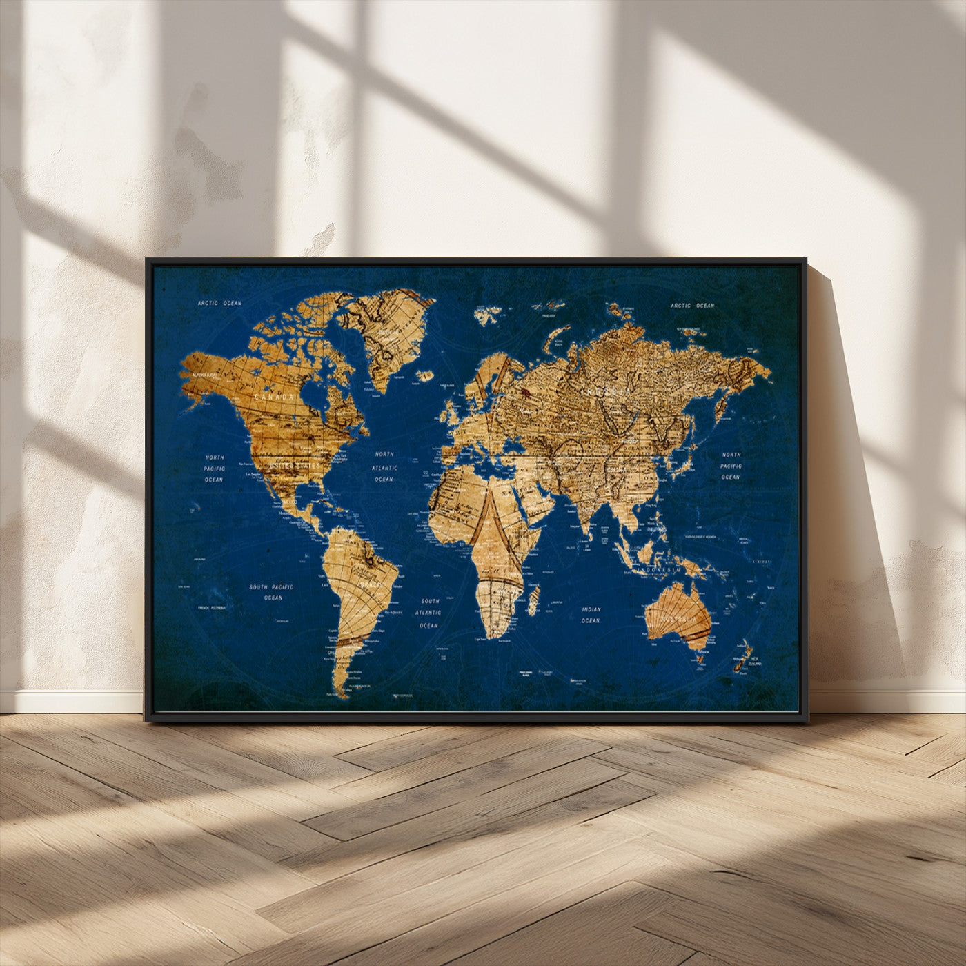 MGV-FC-36X24 - Push Pin World Map Canvas Print – Framed Wall Art for Couples to Track Their Travels – Anniversary