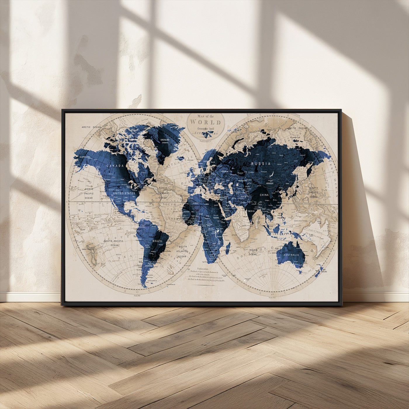 MGV-FC-36X24 - World Map Wall Art Canvas Print for Home and Office Decor