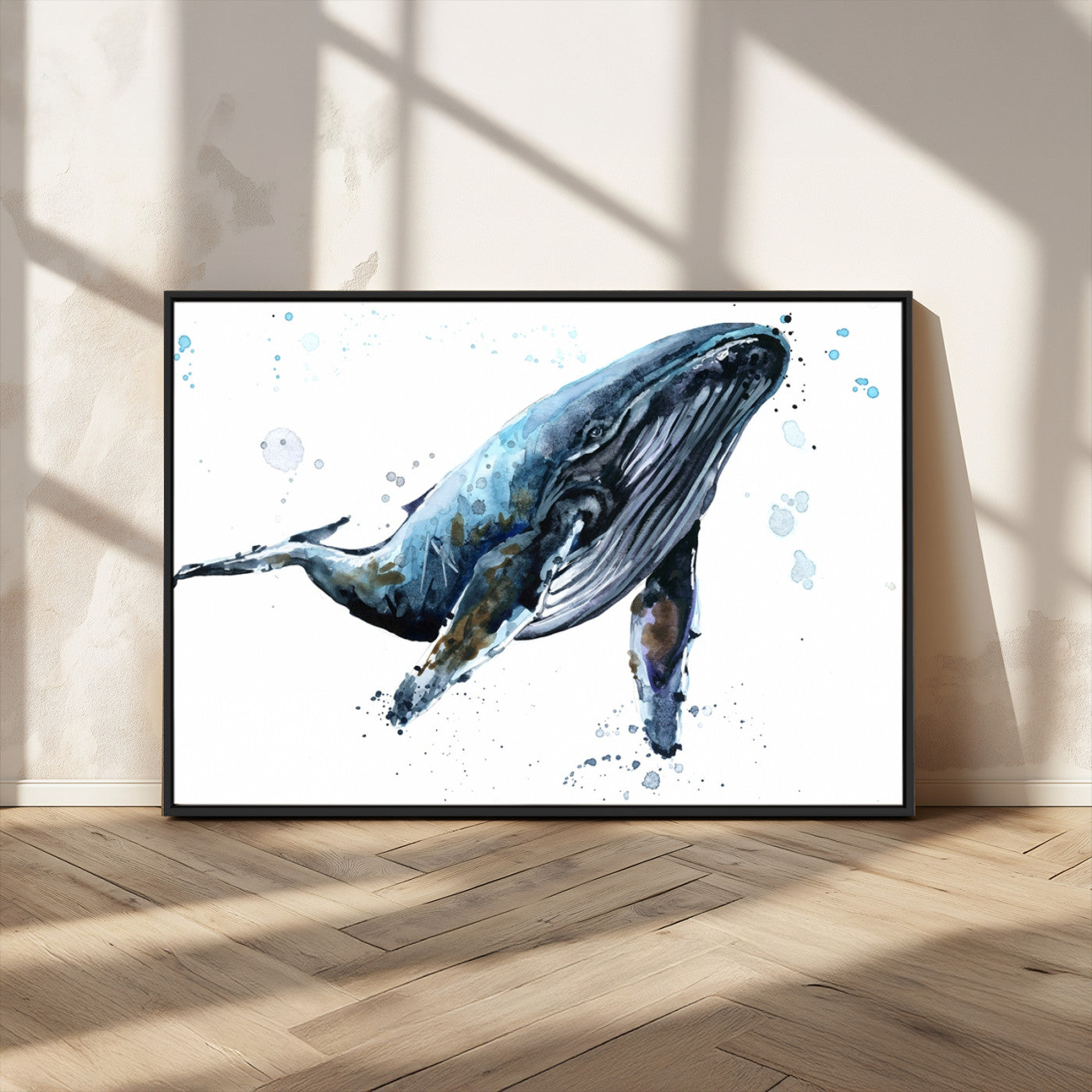 MGV-FC-36X24 - Watercolor Whale Wall Art Canvas Print