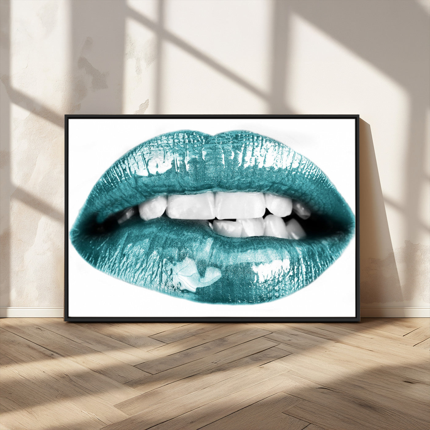 MGV-FC-36X24 - Blue Lips Wall Art Canvas Print