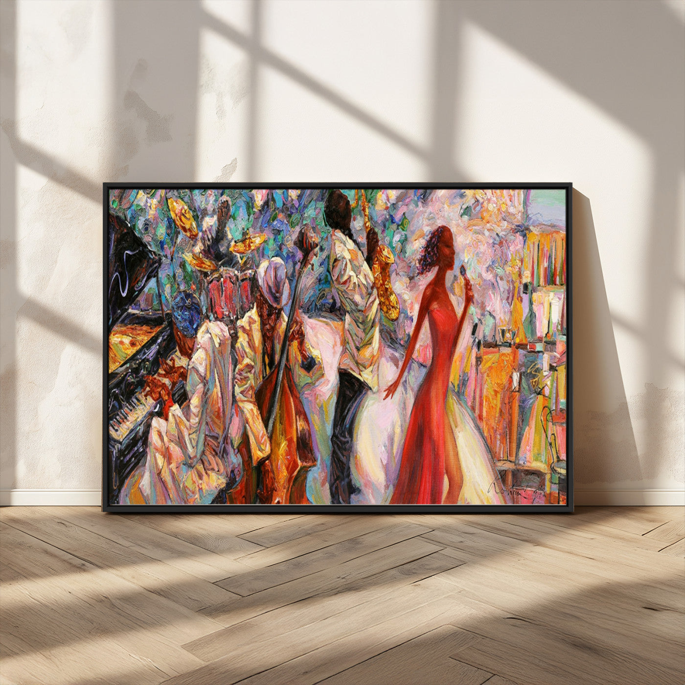 MGV-FC-36X24 - Abstract Afro American Jazz Canvas Wall Art | Music-Inspired Painting for Dining Room, Living Room,