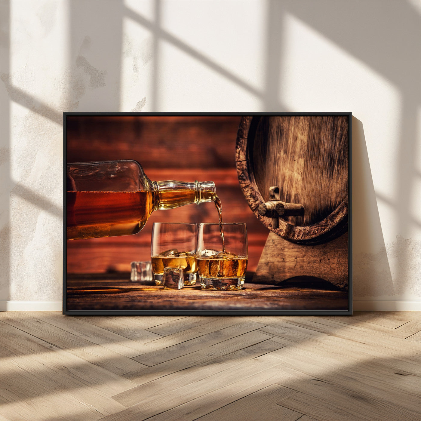 MGV-FC-36X24 - Whiskey and Cigar Canvas Wall Art | 3 Panel Bar Room Decor for Home Lounge, Office, or Man Cave |