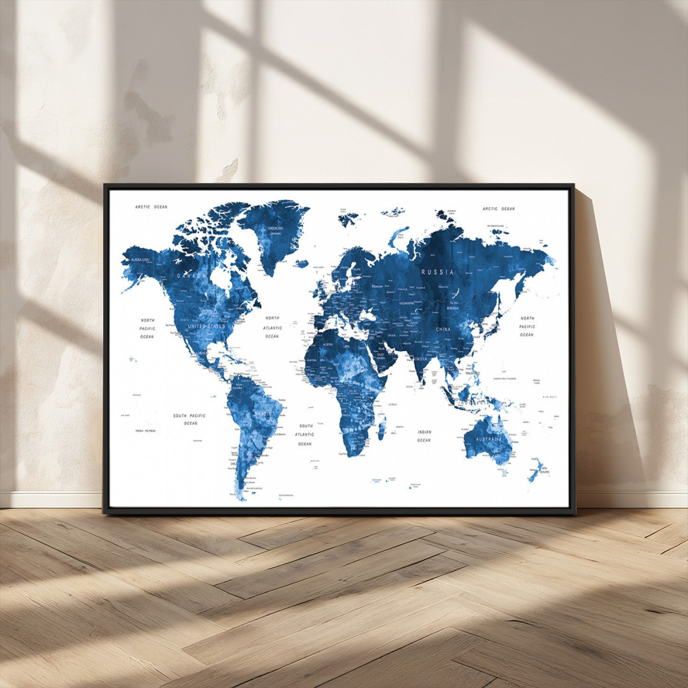 MGV-FC-36X24 - Push Pin World Map Canvas Print – Framed Wall Art for Couples to Track Their Travels – Anniversary