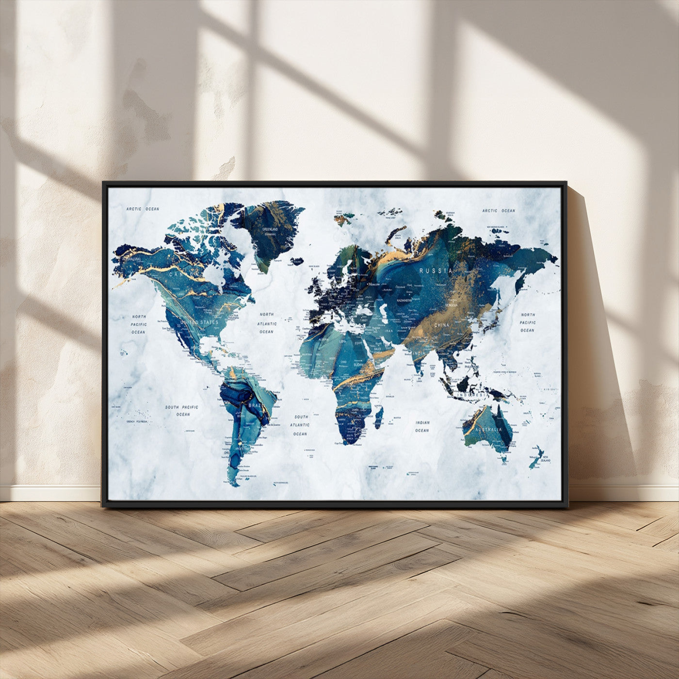 MGV-FC-36X24 - Push Pin World Map Canvas Print – Framed Wall Art for Couples to Track Their Travels – Anniversary
