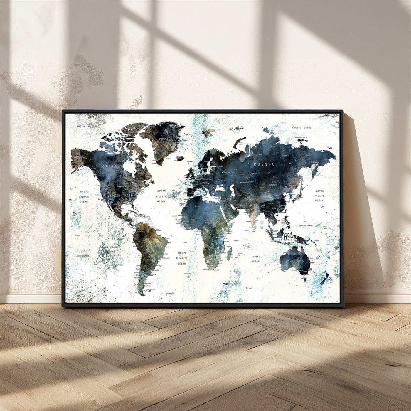 MGV-FC-36X24 - Push Pin World Map Canvas Print – Framed Wall Art for Couples to Track Their Travels – Anniversary
