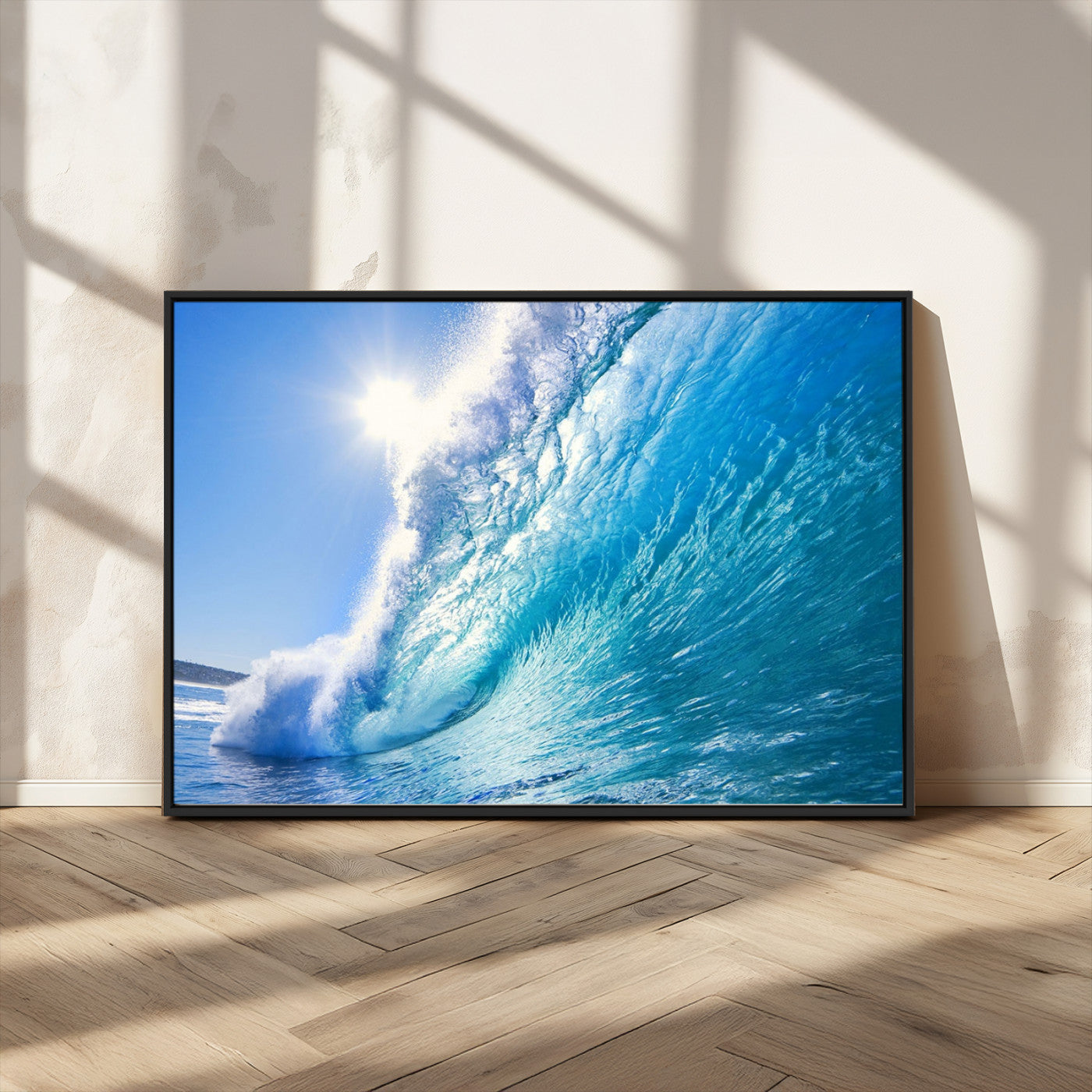 MGV-FC-36X24 - Blue Big Wave Surfing Ocean Canvas Wall Art Artwork Print , Surf Wall Art, Sea Wall Art
