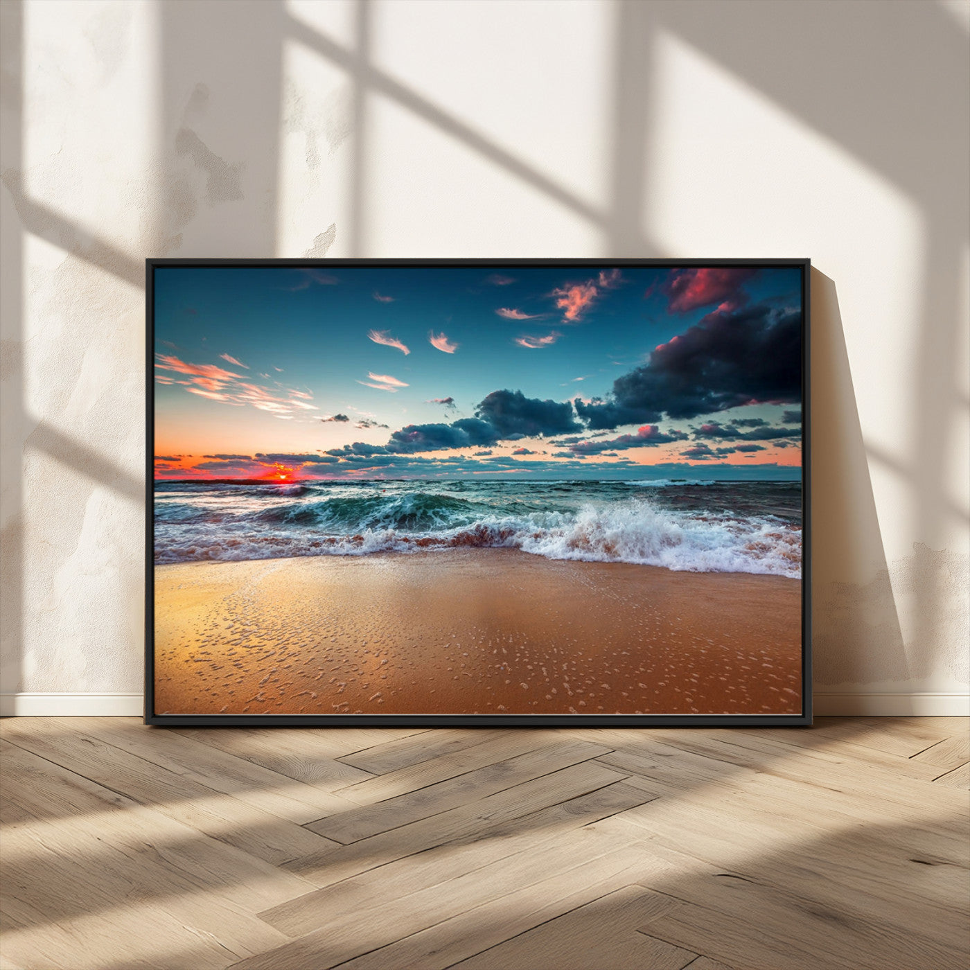 MGV-FC-36X24 - Sunset on Beach Wall Art Ocean Beach Canvas Print