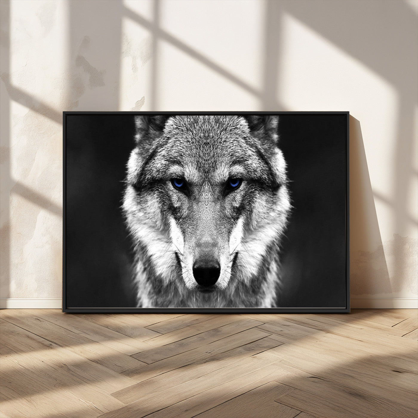 MGV-FC-36X24 - Black and White Wild Wolf Wall Art Canvas Print