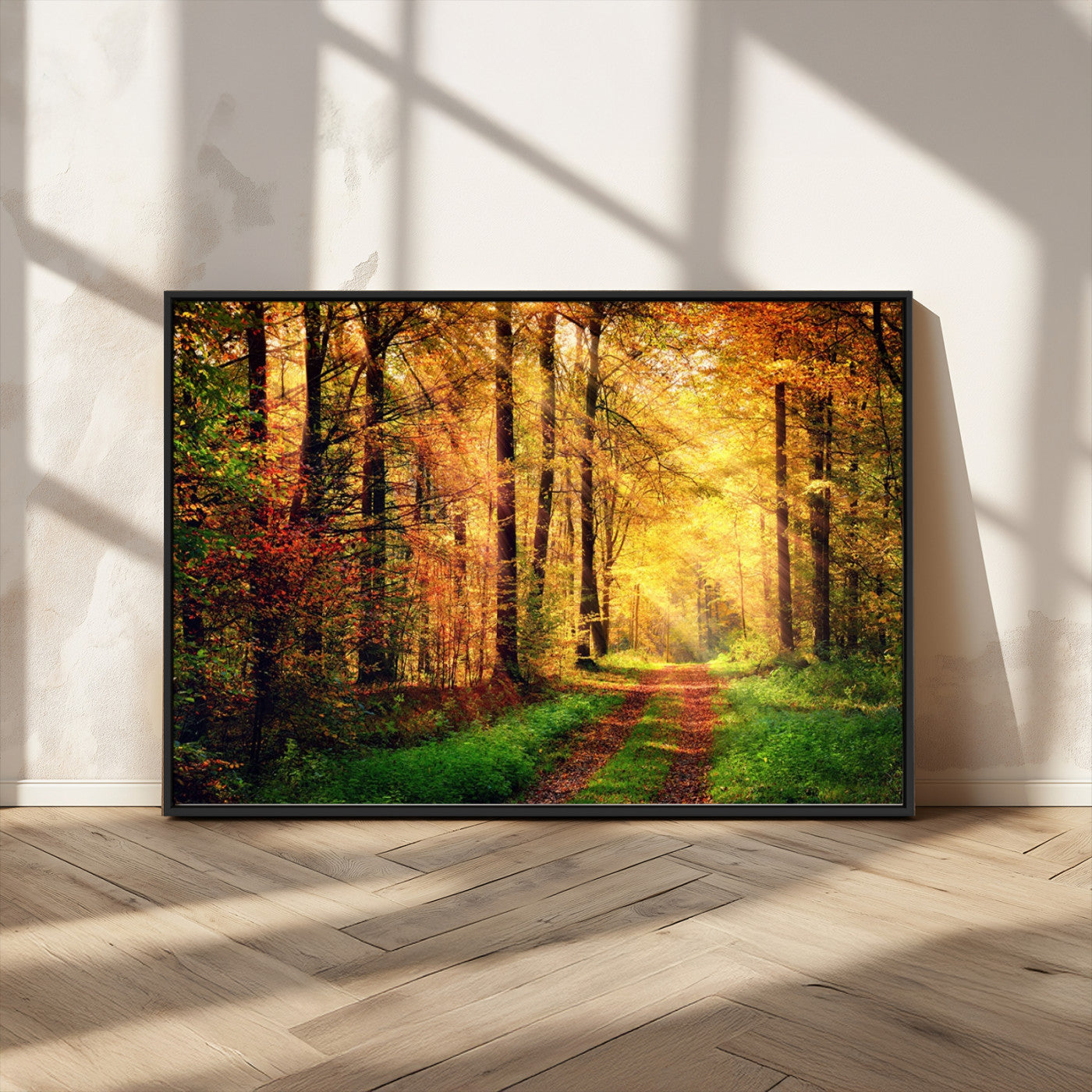 MGV-FC-36X24 - Forest Fall Wall Art Print - Sunlight Through Trees Wall Art Canvas Print
