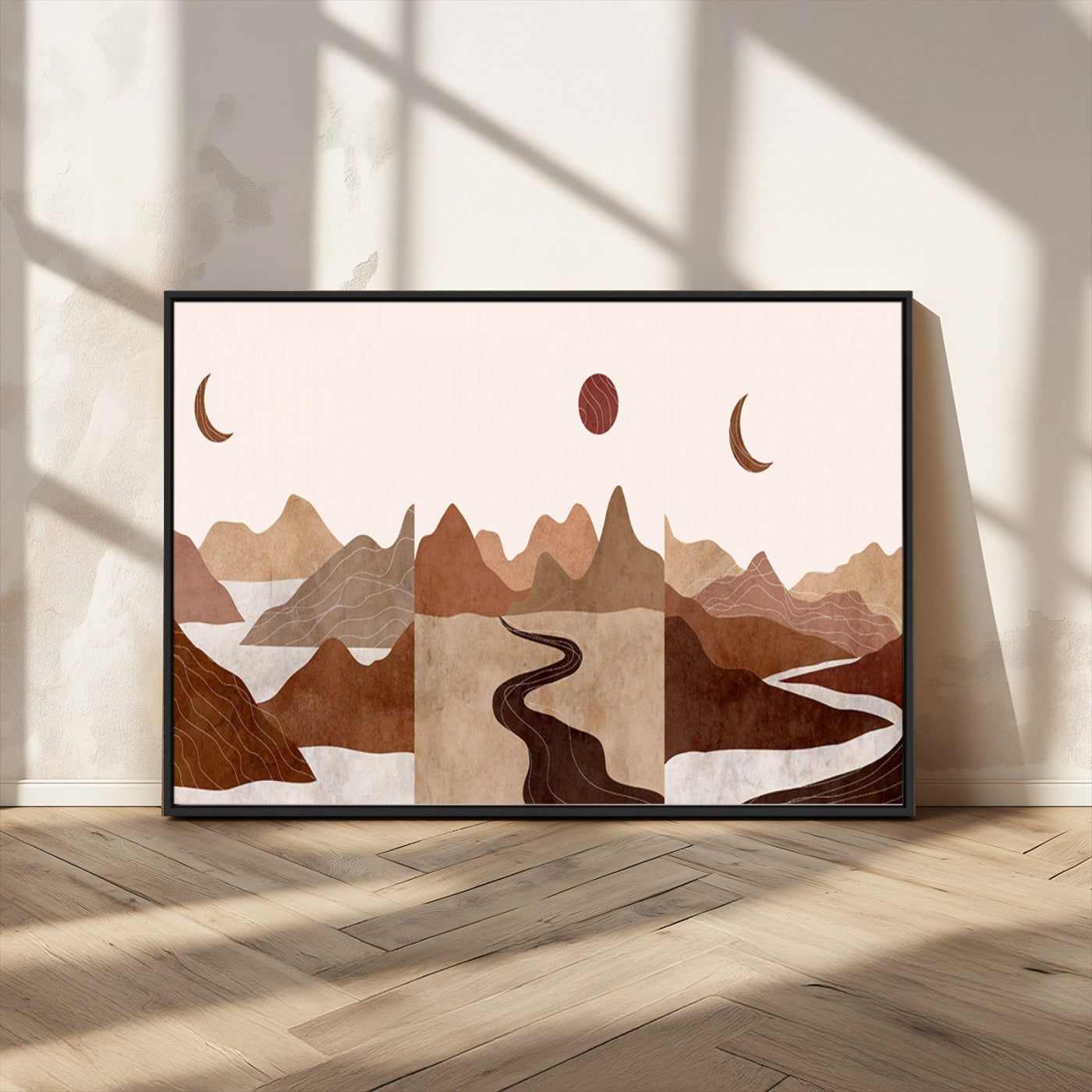 MGV-FC-36X24 - Boho Wall Art Canvas Print Set Mid-Century Prints Bohemian Wall Artwork Prints Boho Neutral
