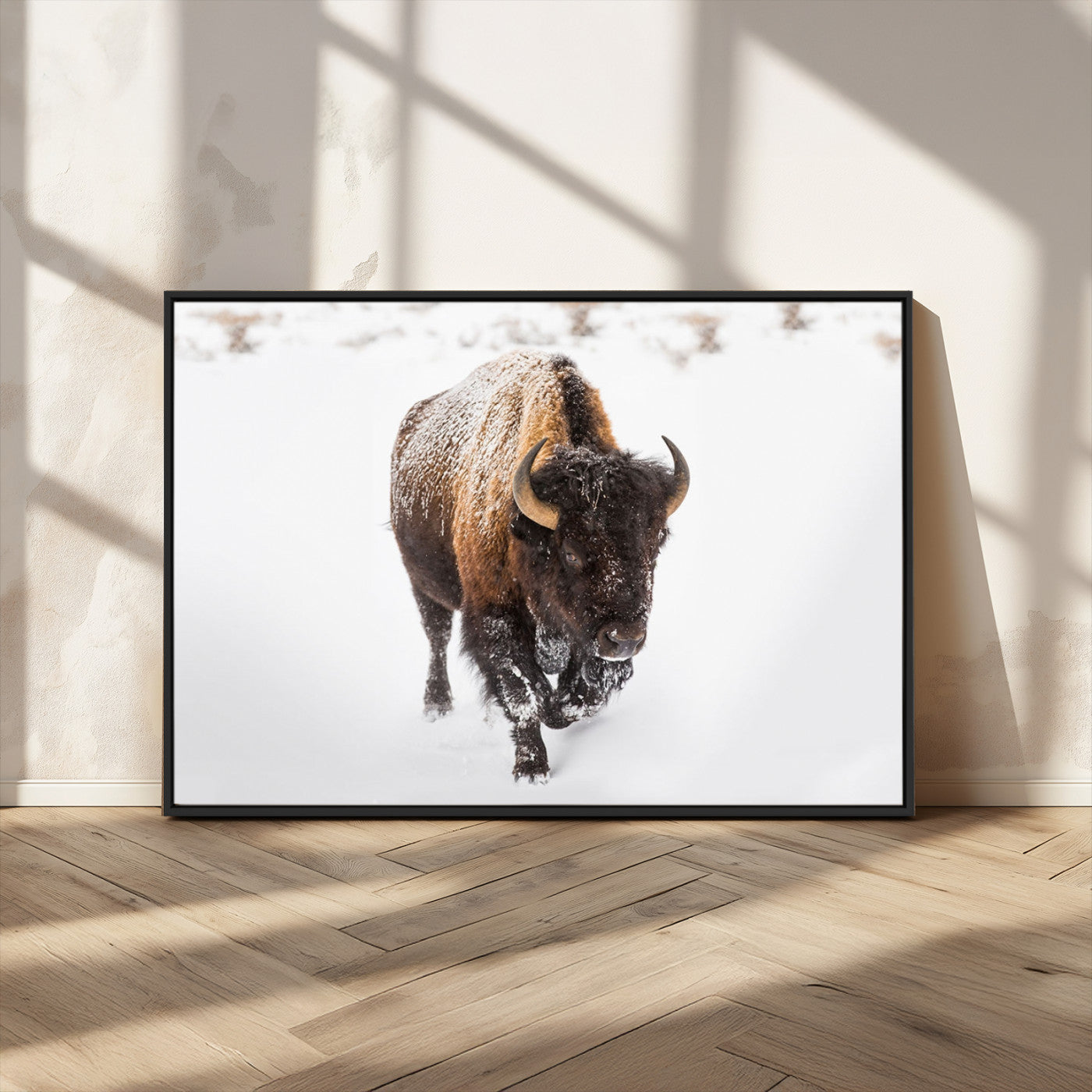 MGV-FC-36X24 - Bison Winter Wall Art Canvas Print For Farmhouse Decor