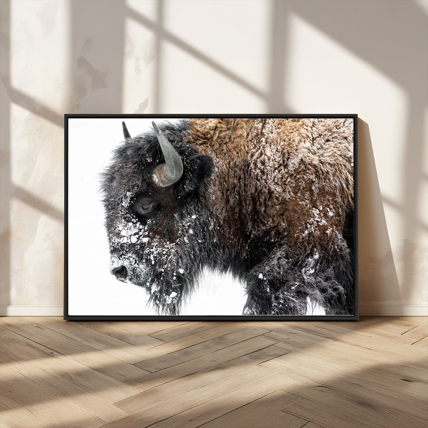 MGV-FC-36X24 - American Bison Wall Art Print | Buffalo Canvas Wall Art |  Framed and Ready to Hang Bison Print for Living Room or Office