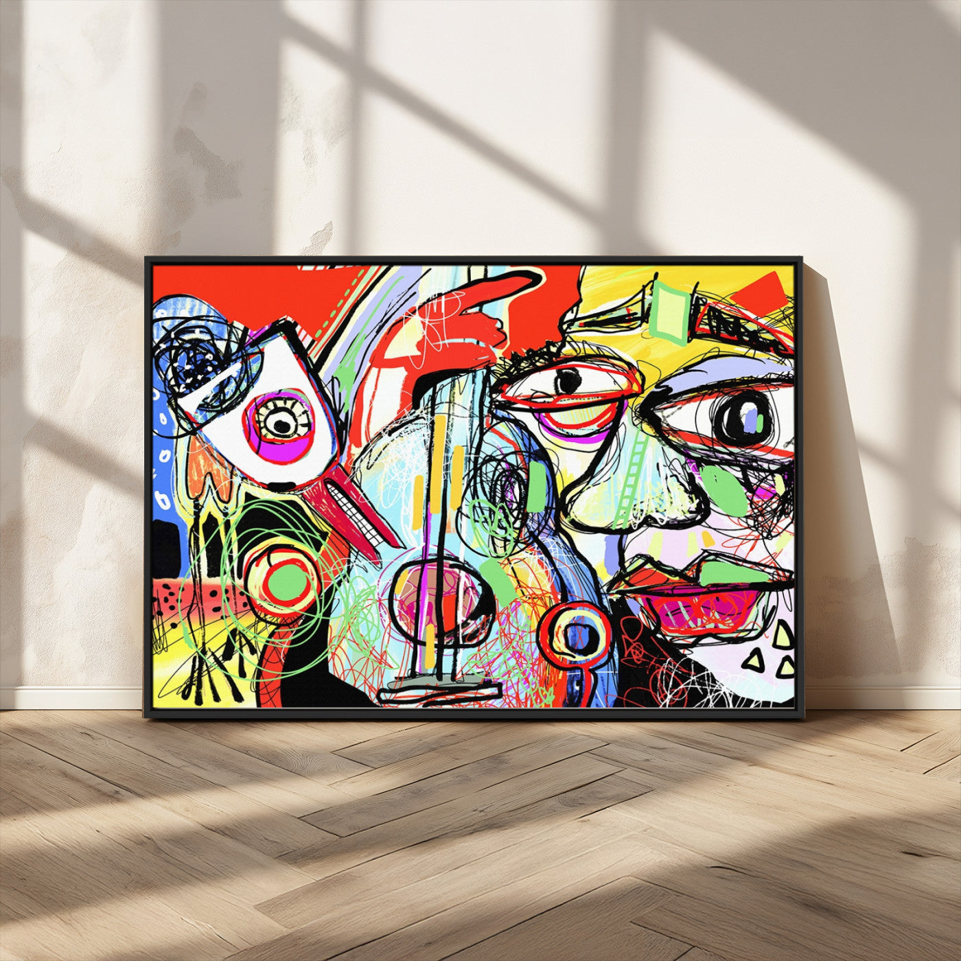 MGV-FC-36X24 - Picasso Style Art Abstract Canvas Wall Art Print , Colorful Abstract Artwork