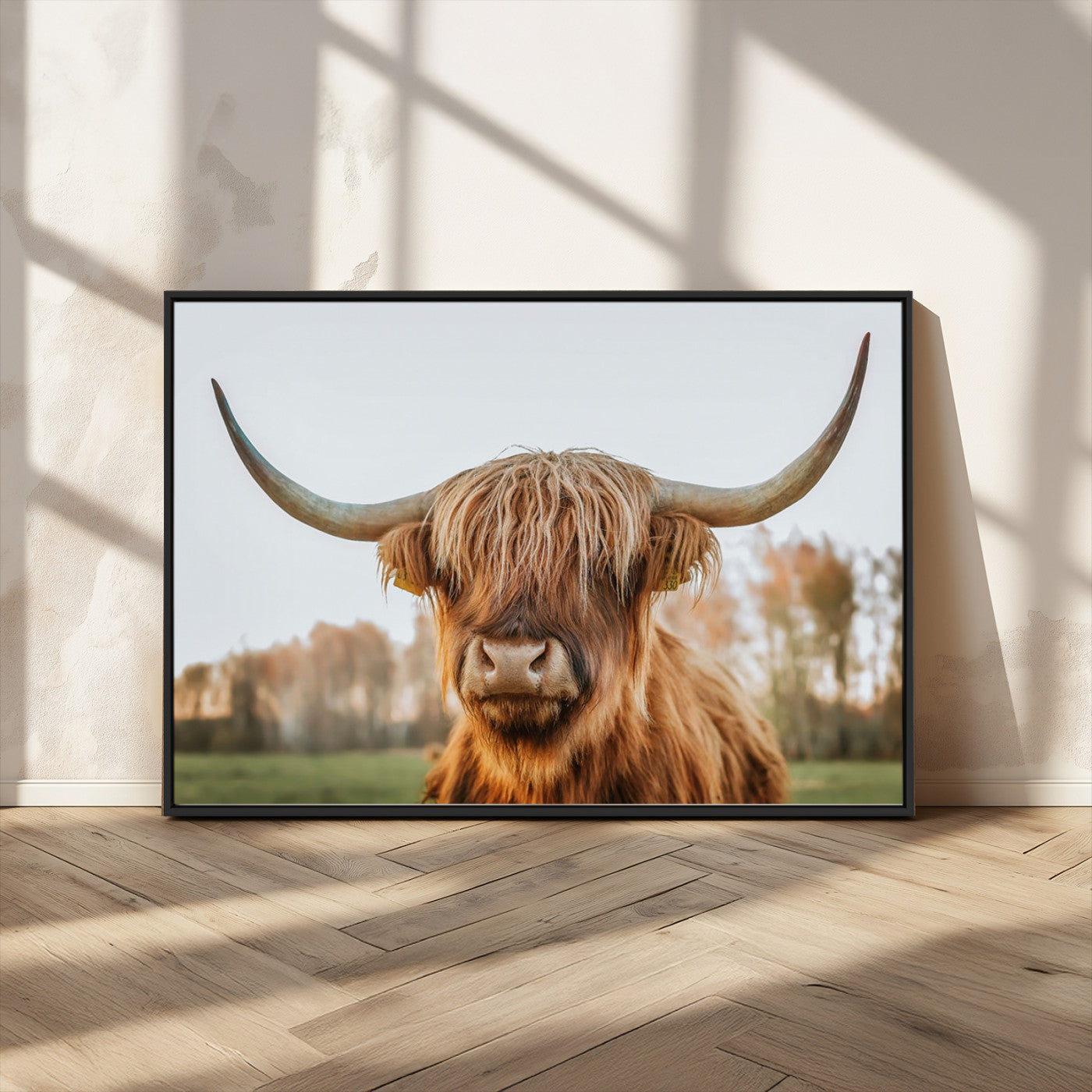 MGV-FC-36X24 - Highland Cow Animal Scottish Cattle Art Print Farmhouse Wall Art Canvas Print