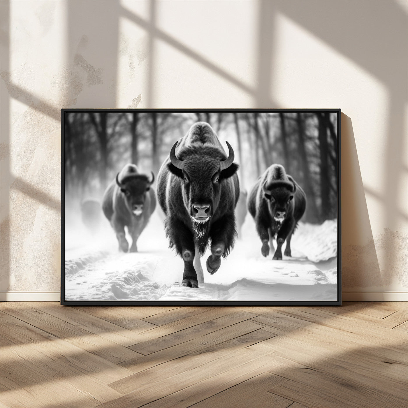 MGV-FC-36X24 - Buffalo Wall Art Canvas Print, Bison Family Wall Art Canvas Print