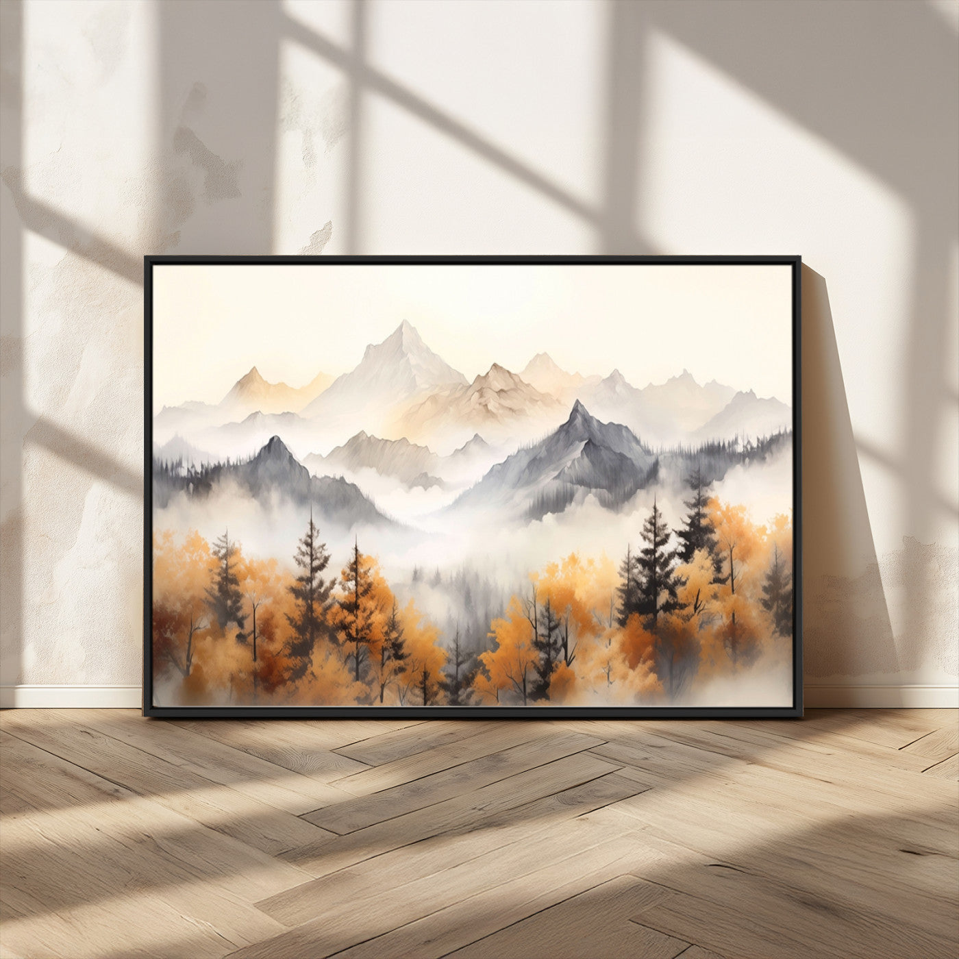 MGV-FC-36X24 - Abstract Mountain Wall Art | Misty Mountain Forest and Mountains Canvas Print for Living Room,