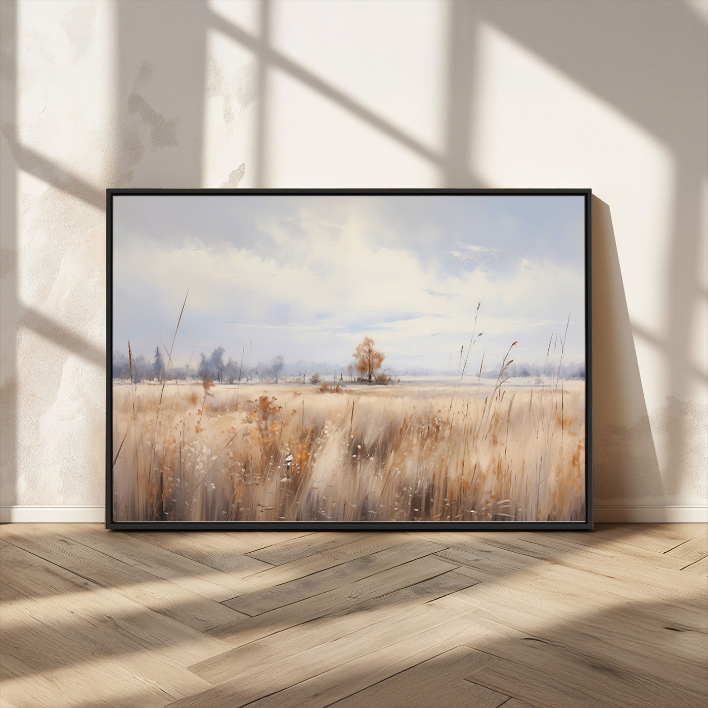 MGV-FC-36X24 - Golden Fields Wall Art Print Canvas – Serene Landscape of Nature’s Tranquility in Minimalist for