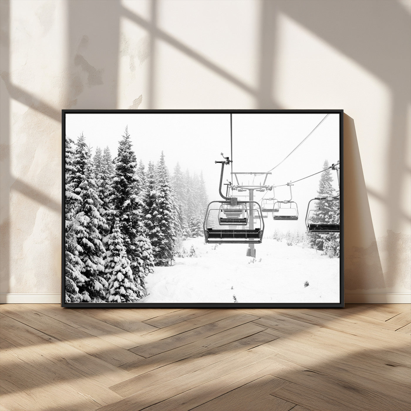 MGV-FC-36X24 - Ski Wall Art - Ski Lift Wall Art Canvas Print Snow Covered Spruce Trees Winter Wall Art Ski Skier Gift Ski Resort Canvas Wall Art