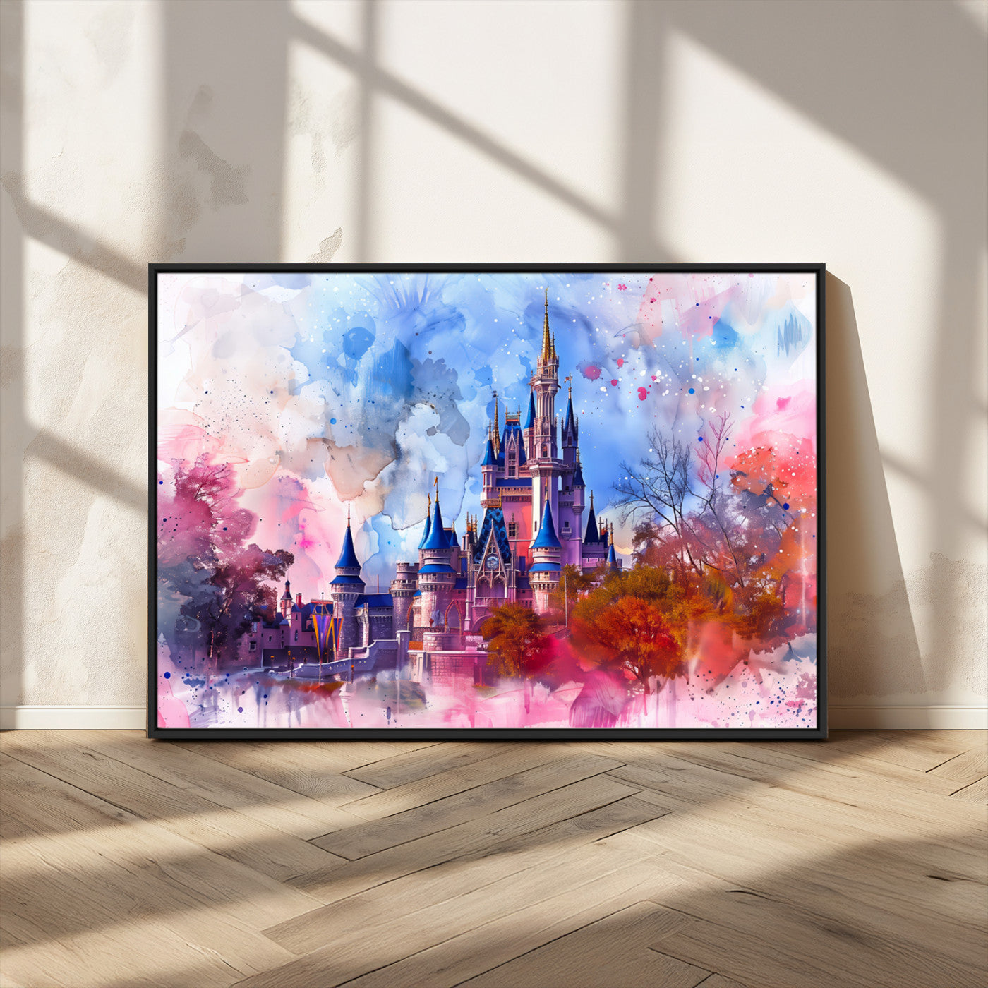 MGV-FC-36X24 - Disney Wall Art: Dreamy Watercolor Cinderella Castle Canvas Print