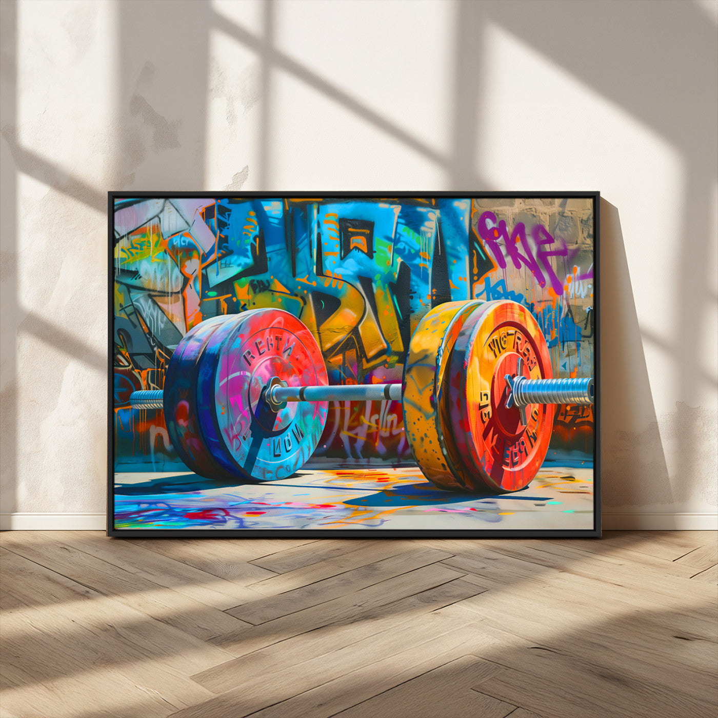 MGV-FC-36X24 - Fitness Gym Barbell Graffiti Wall Art Canvas Print