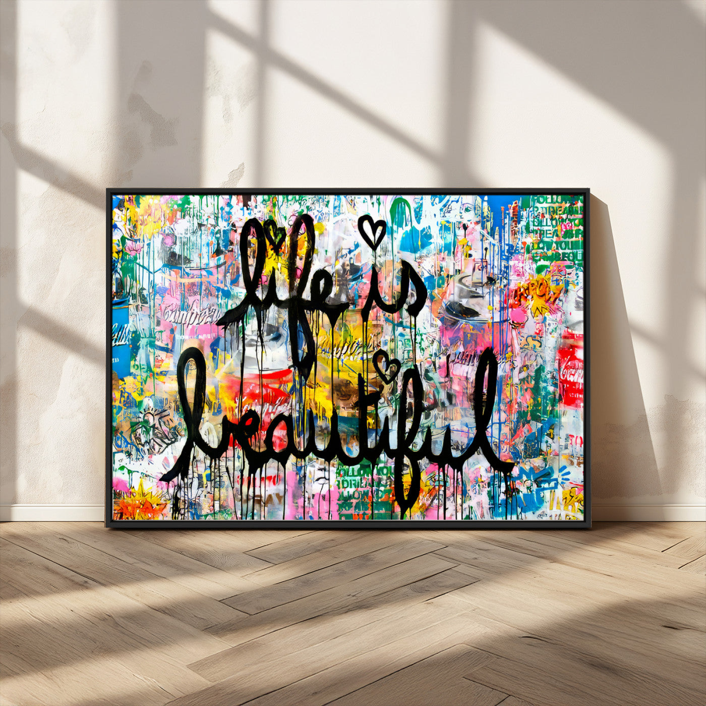 MGV-FC-36X24 - Life Beautiful Wall Art Canvas Print | Graffiti Wall Art Canvas Print