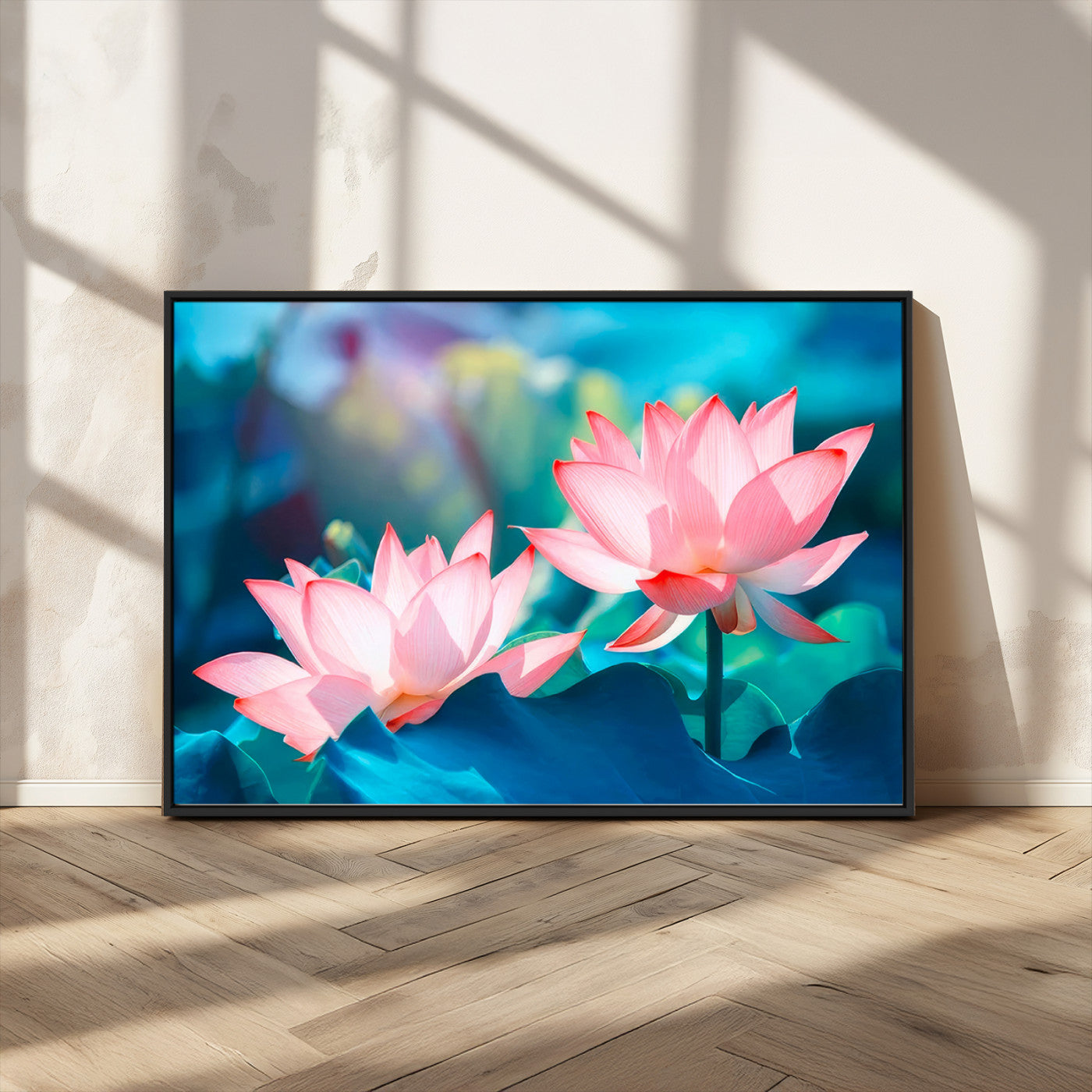 MGV-FC-36X24 - Pink Lotus Flower Canvas Wall Art | Vibrant Floral Wall Decor for Living Room, Office, or Bedroom | Large Botanical Art