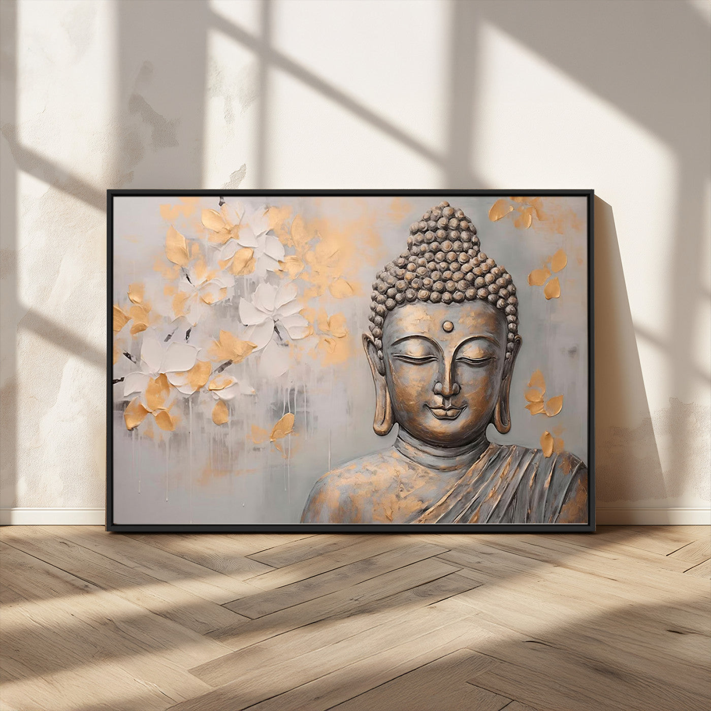 MGV-FC-36X24 - Abstract Buddha Statue Wall Art Canvas Print - Modern Meditation Decor for Living Room, Office, Yoga Studio Decor