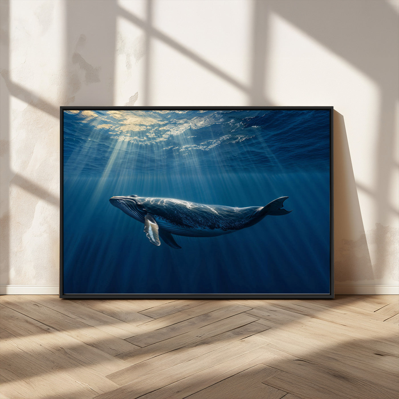-Whale under Ocean Wall Art Canvas Print