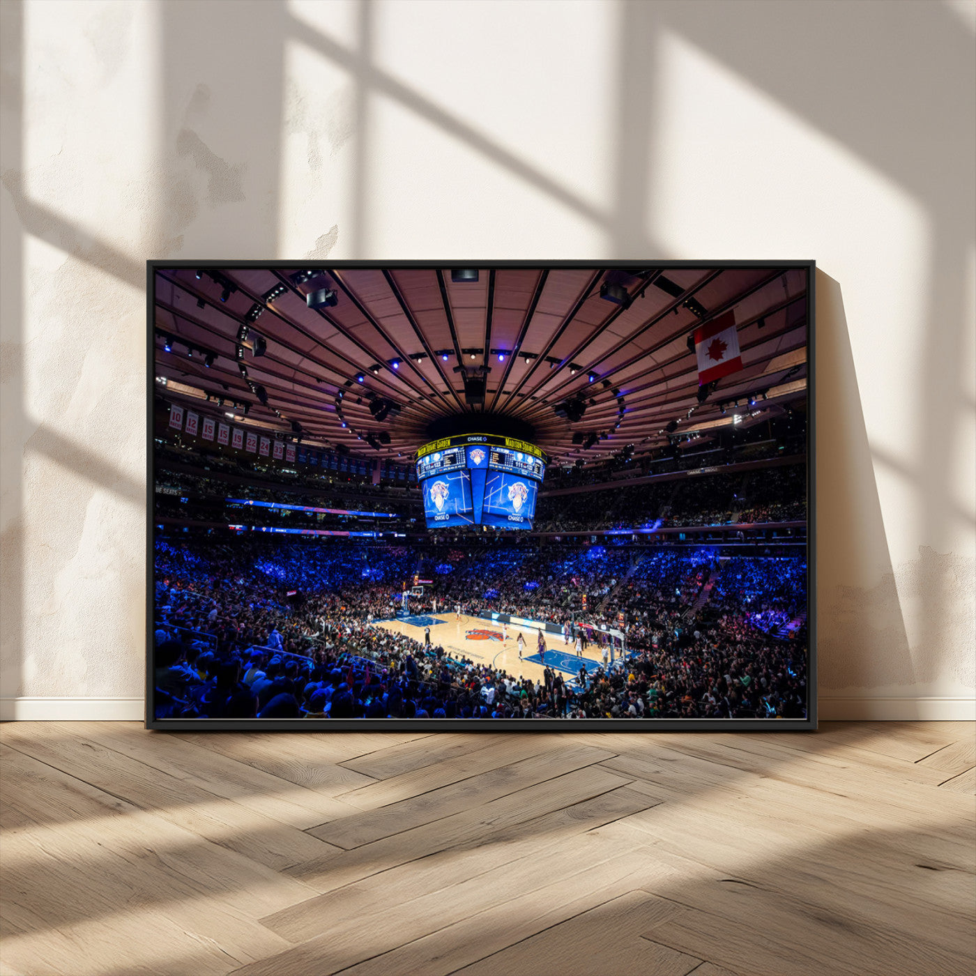 MGV-FC-36X24 - Madison Square Garden Basketball Arena Print - Madison Square Garden Basketball Game Triple Canvas Wall Art - NBA Match Atmosphere