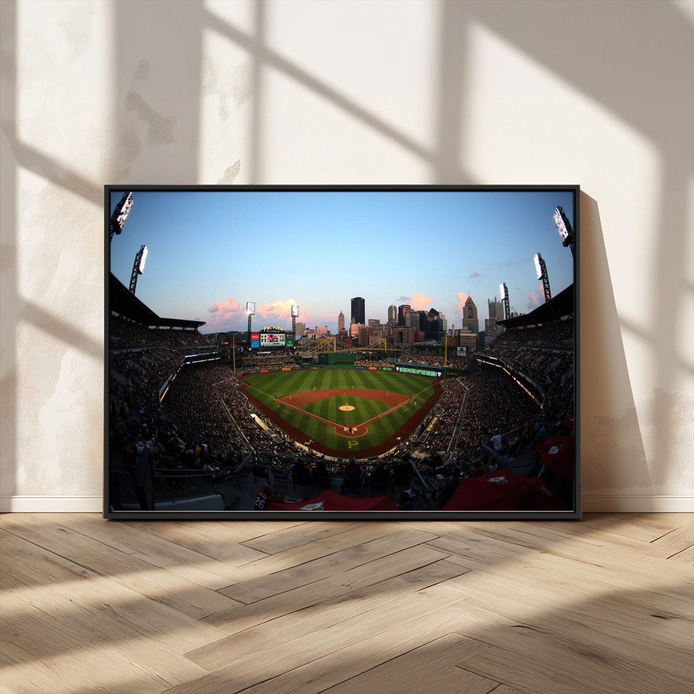 MGV-FC-36X24 - PNC Park Evening Game Triple Canvas Wall Art - Pittsburgh Pirates MLB Match - PNC Park Stadium Wall Art Canvas Print