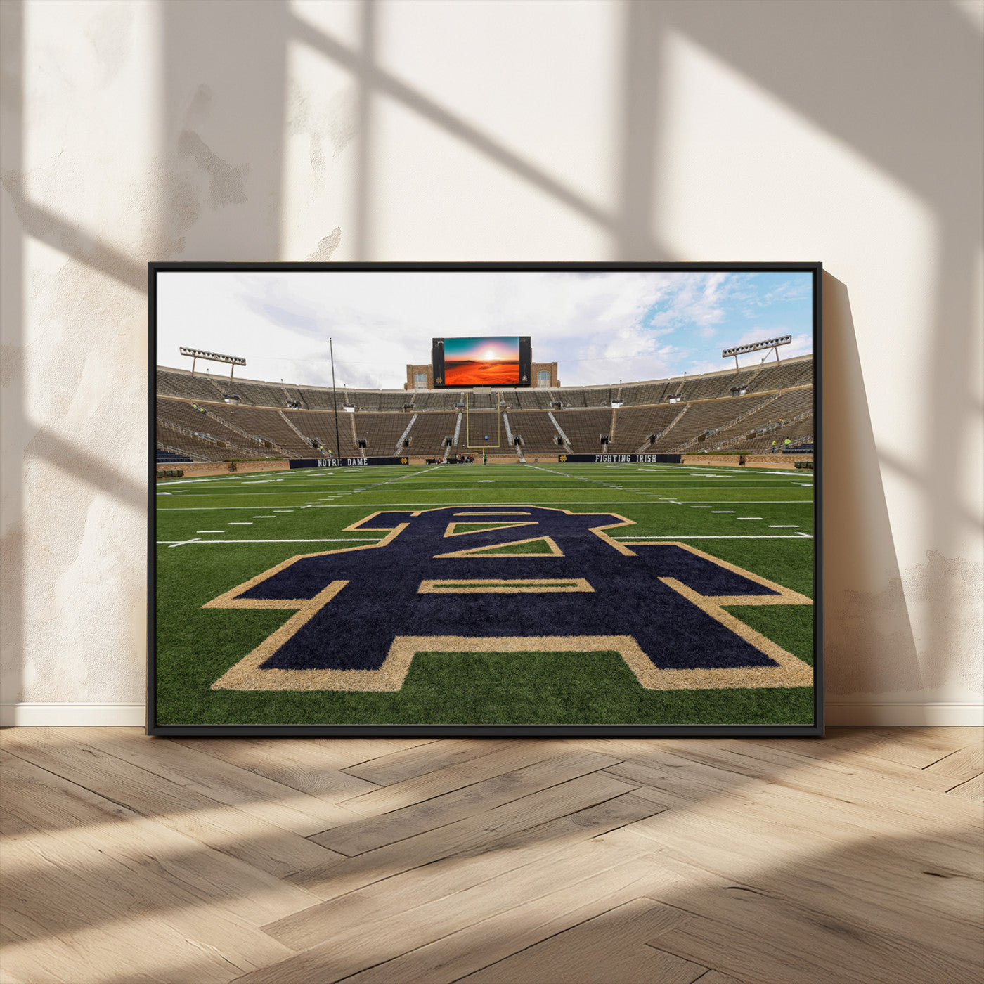 MGV-FC-36X24 - Notre Dame Stadium Giclee Canvas Print | Triptych Wall Art Featuring Iconic Notre Dame Football Field | Ready-to-Hang Sports Stadium Decor