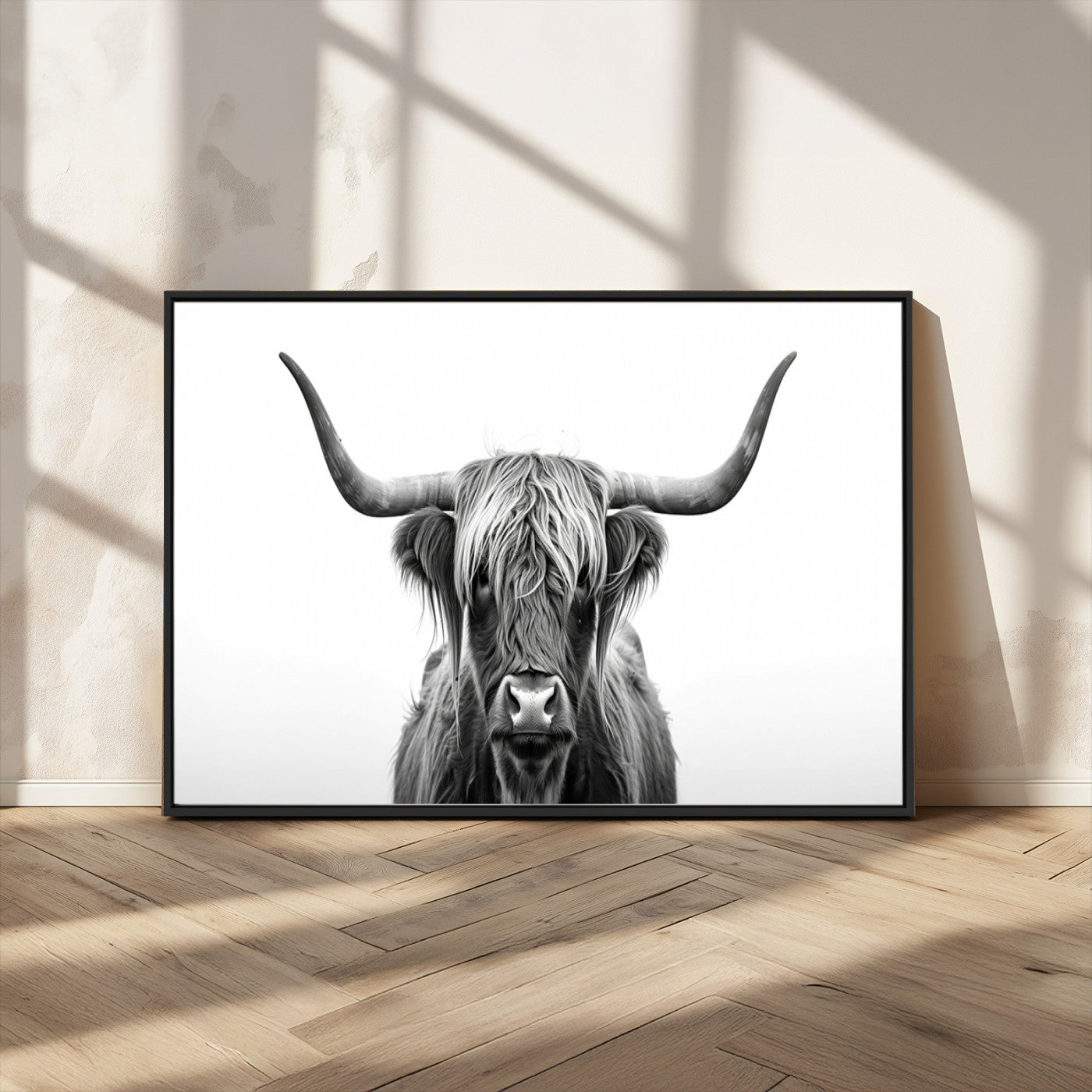 MGV-FC-36X24 - Highland Wall Art Canvas Print – Minimalist Black and White Farmhouse Décor, Ready to Hang