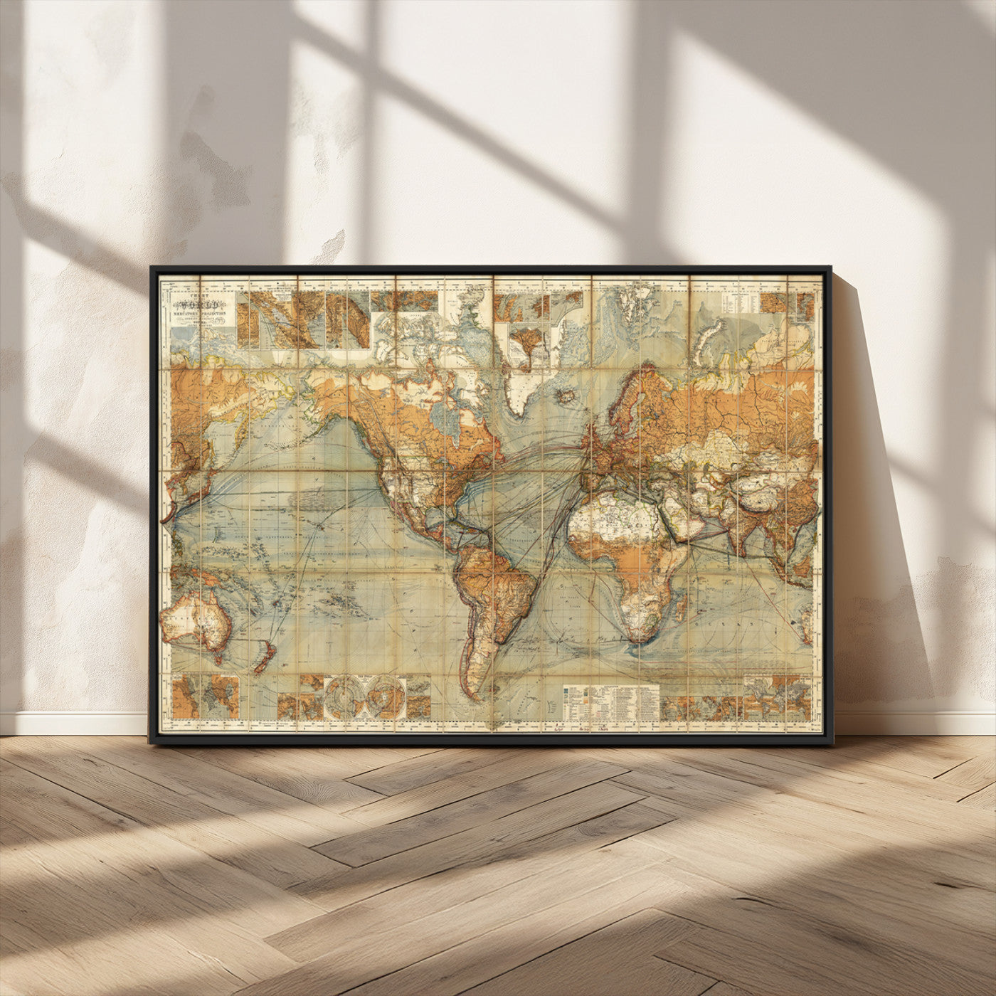 MGV-FC-36X24 - Push Pin World Map Canvas Print – Framed Wall Art for Couples to Track Their Travels – Anniversary