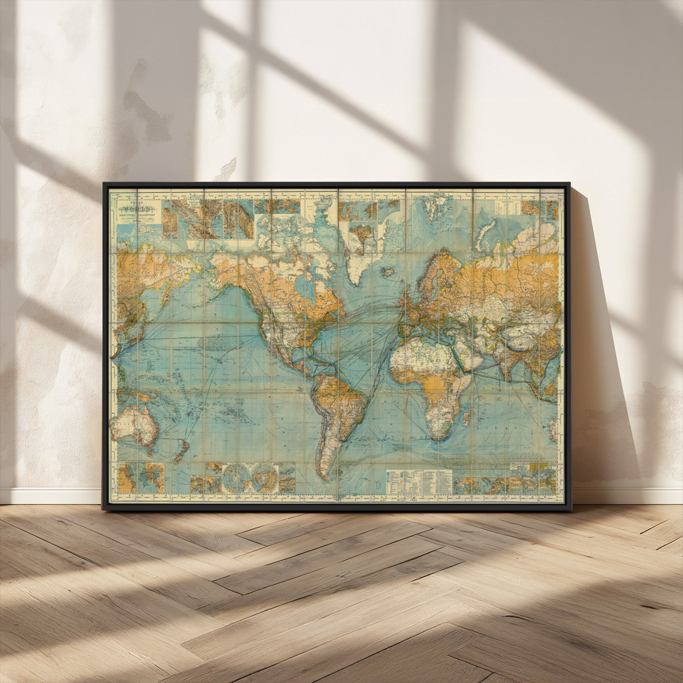 MGV-FC-36X24 - Push Pin World Map Canvas Print – Framed Wall Art for Couples to Track Their Travels – Anniversary