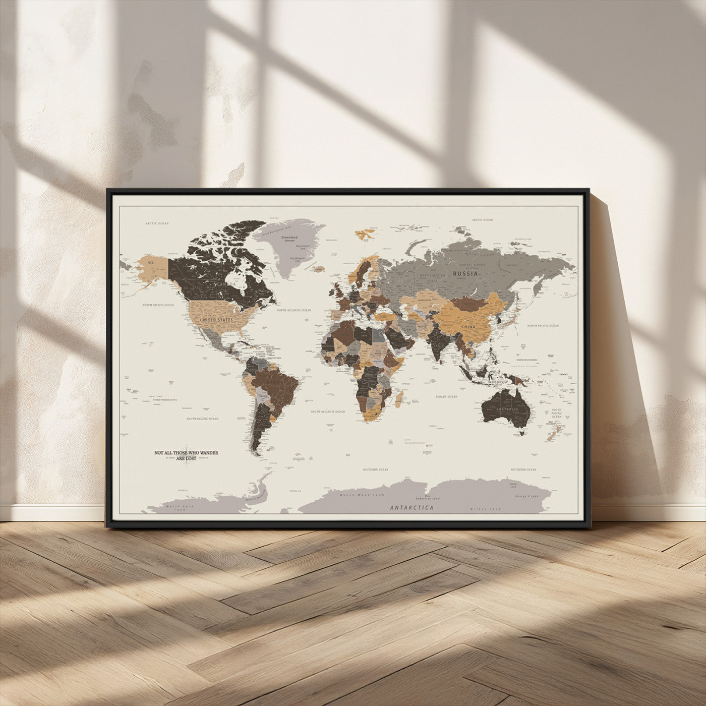 MGV-FC-36X24 - Push Pin World Map Canvas Print – Framed Wall Art for Couples to Track Their Travels – Anniversary