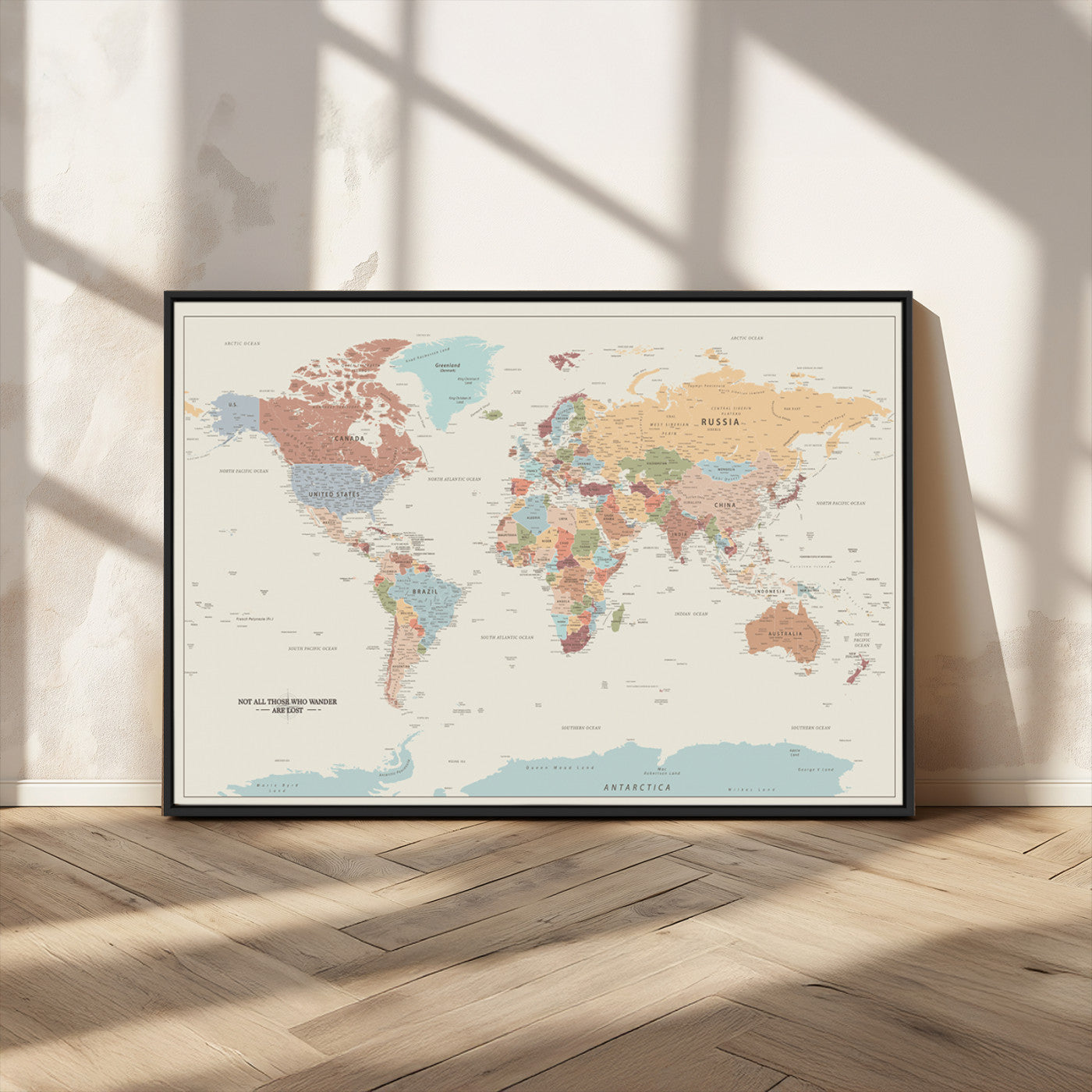 MGV-FC-36X24 - Push Pin World Map Canvas Print – Framed Wall Art for Couples to Track Their Travels – Anniversary