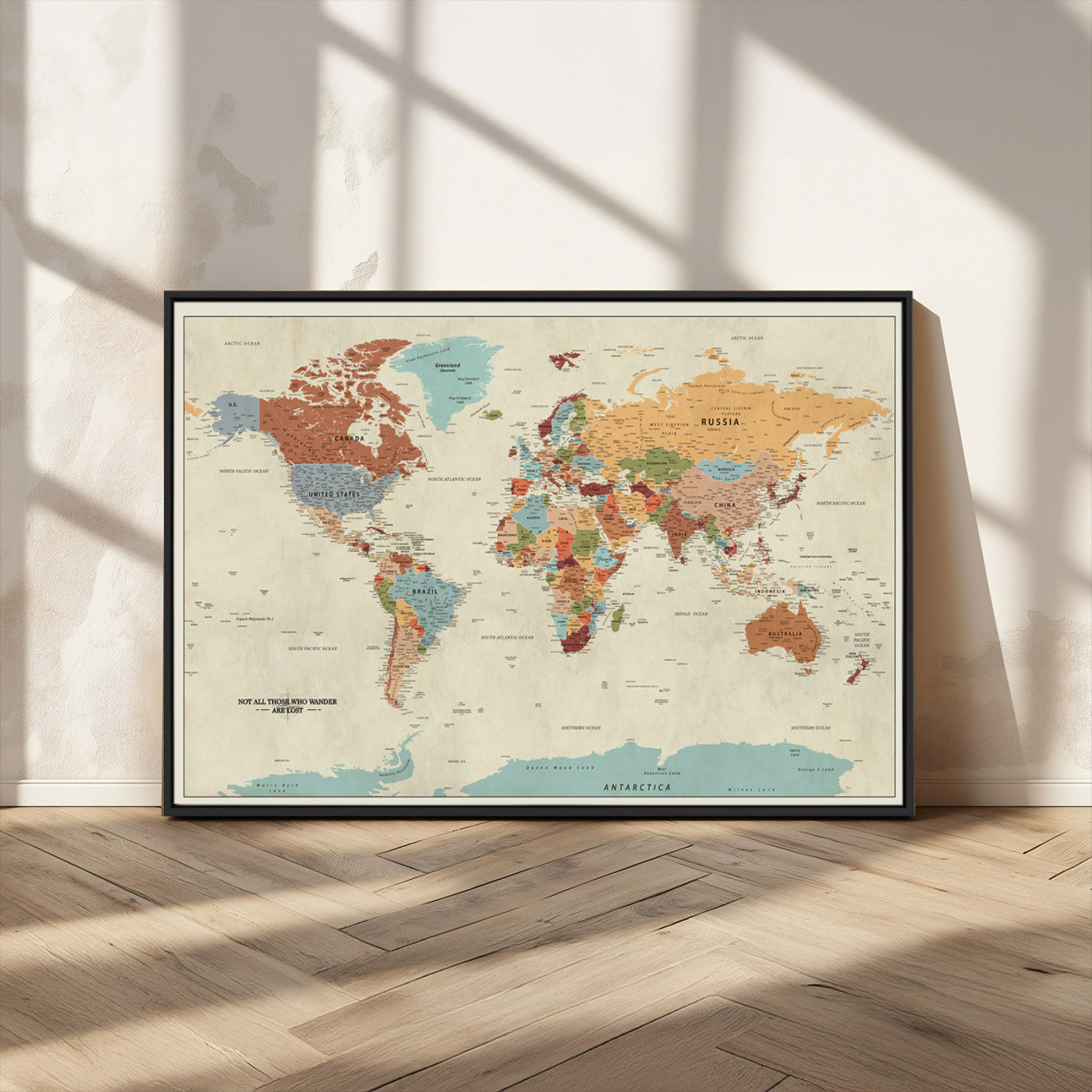 MGV-FC-36X24 - Push Pin World Map Canvas Print – Framed Wall Art for Couples to Track Their Travels – Anniversary