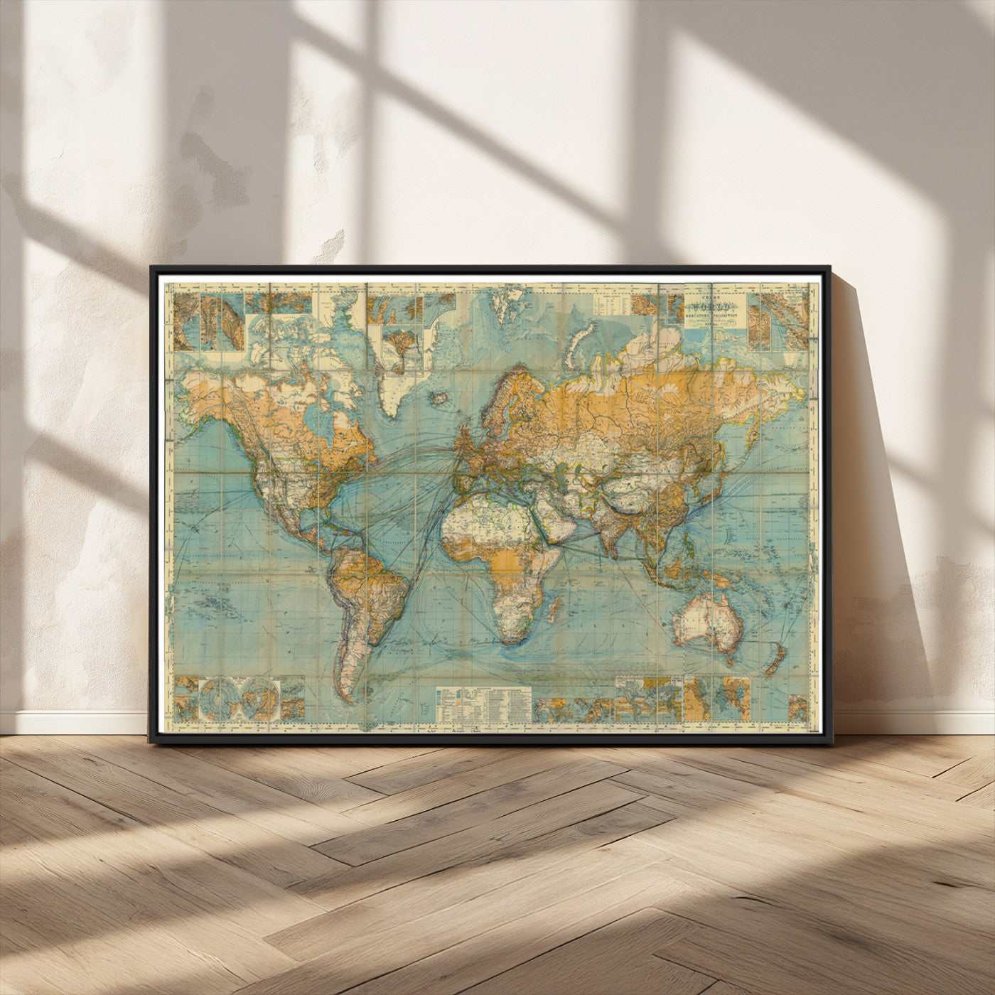 MGV-FC-36X24 - Push Pin World Map Canvas Print – Framed Wall Art for Couples to Track Their Travels – Anniversary